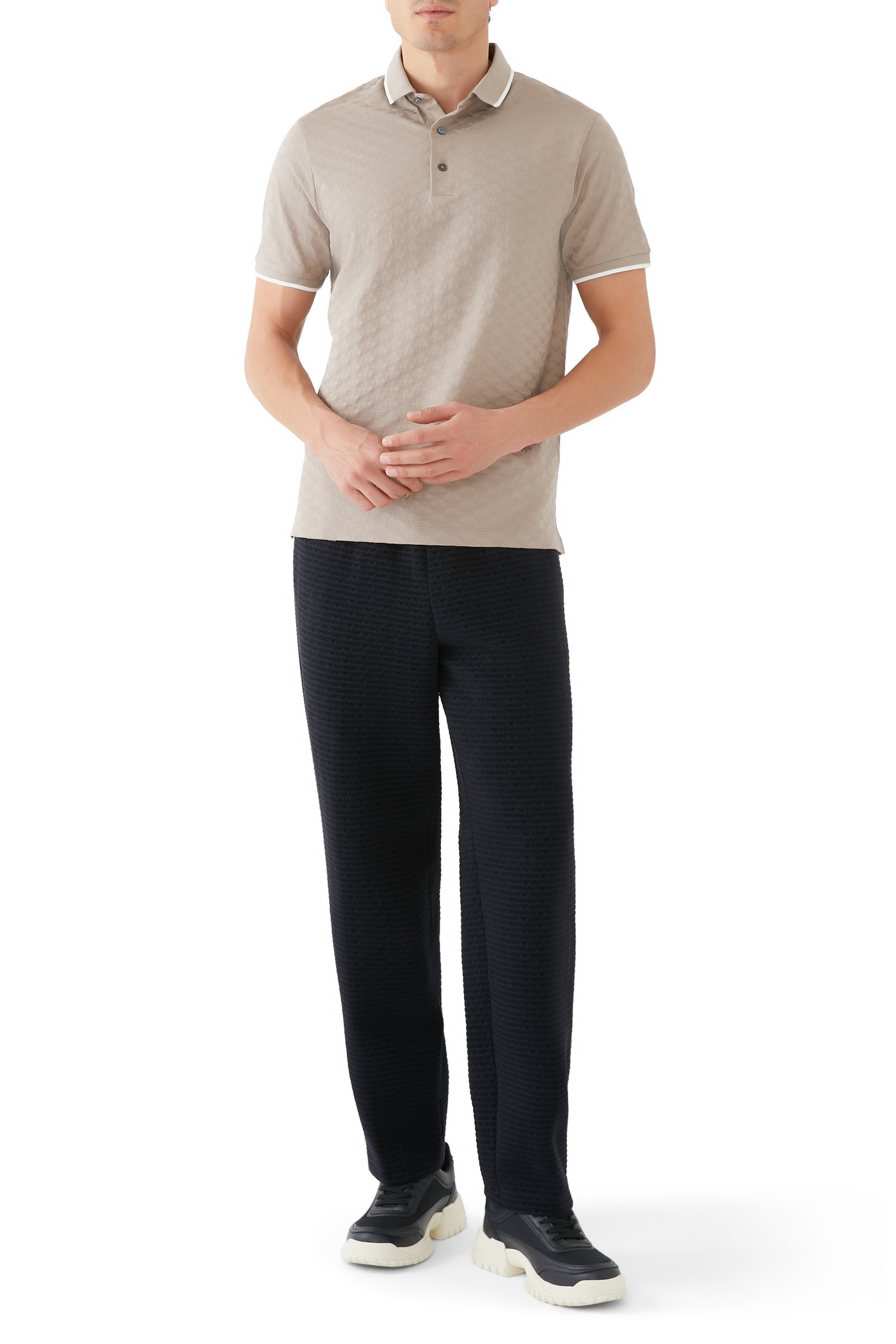 قميص بولو جيرسيه ميرسيريزد بنقشة شعار الماركة جاكار بالكامل