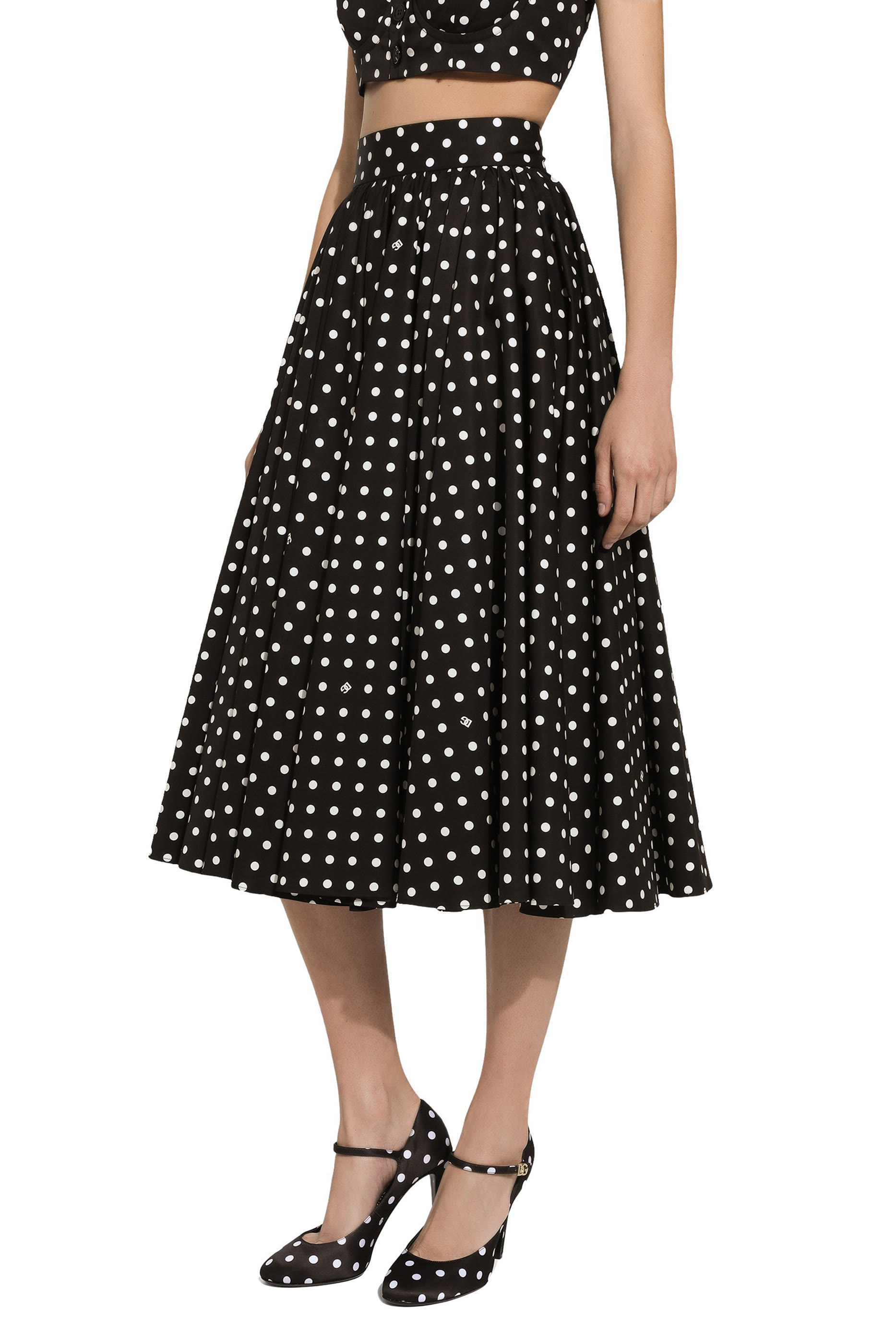 تنورة سيركل بنقشة نقاط بولكا