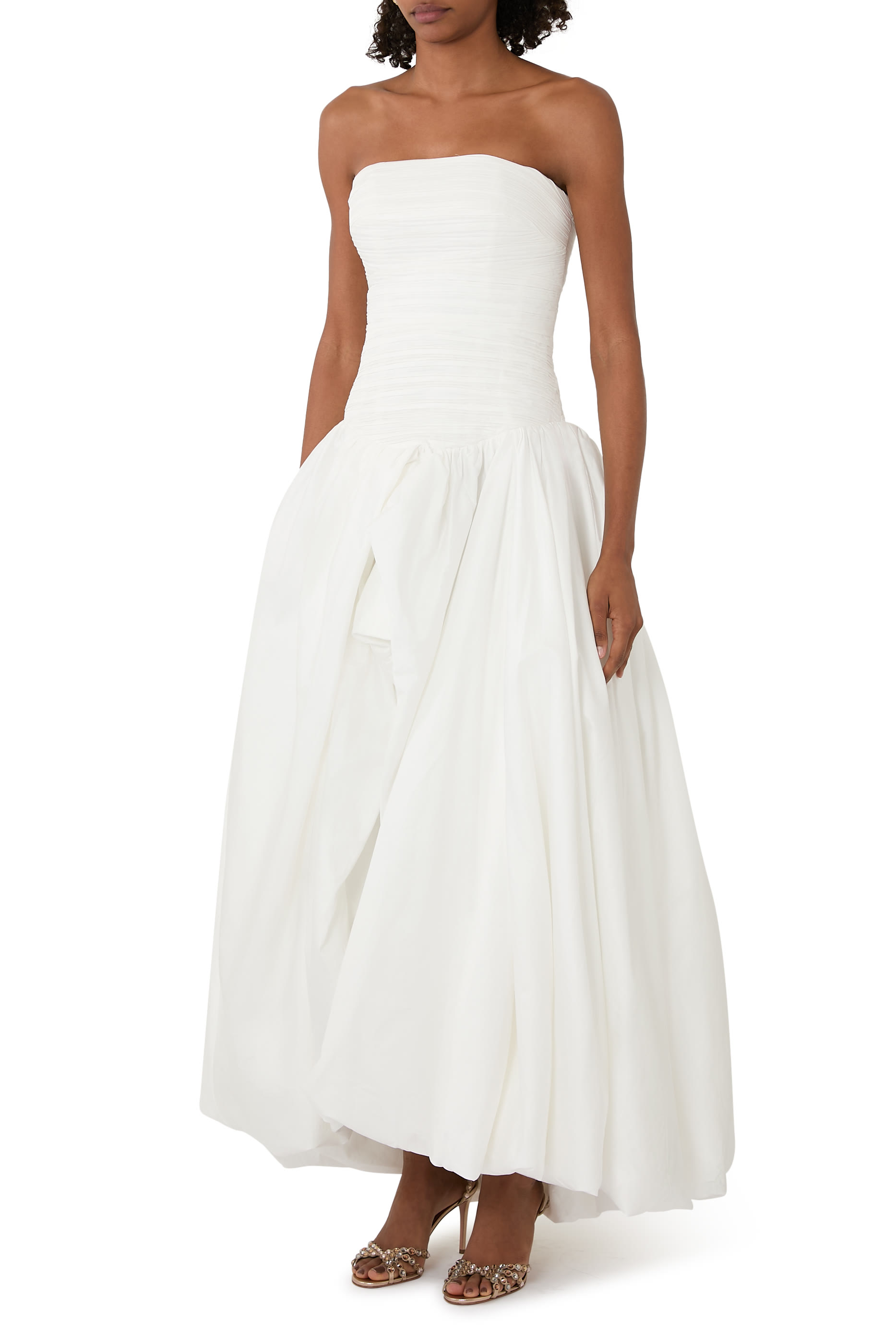 فستان فيوليت طويل بحافة منفوخة