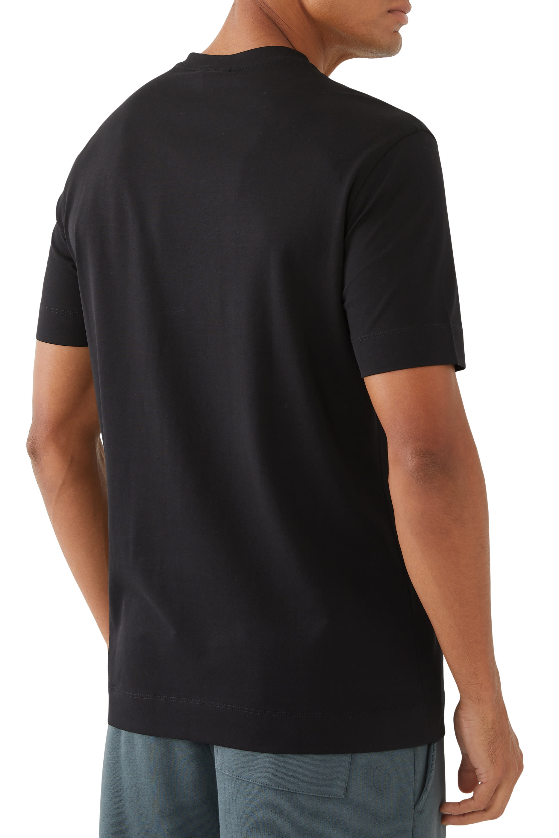 تيشيرت مطرز بحروف شعار الماركة مايكرو قطن