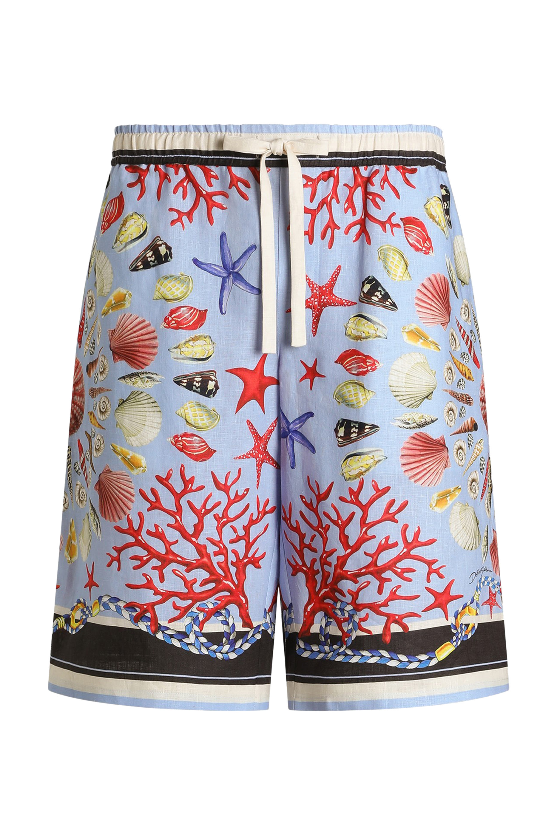 شورت بنقشة صدف قماش قنب كتان