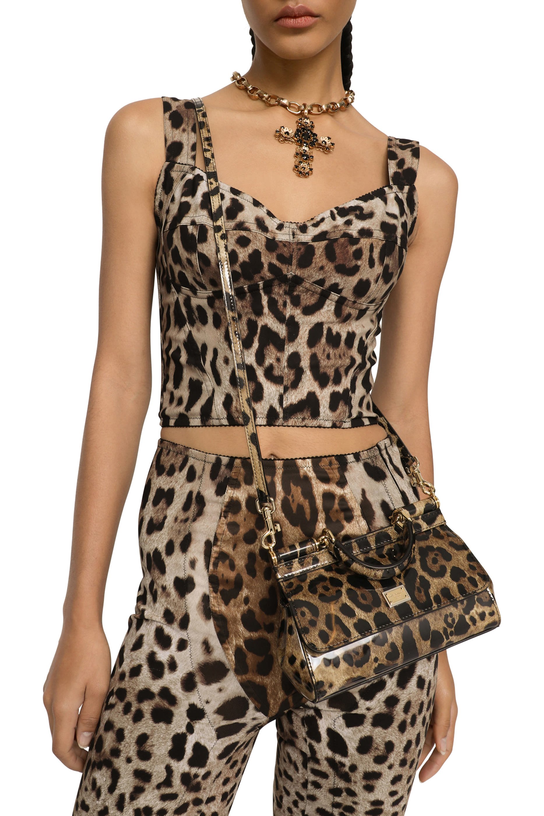 حقيبة يد سيسلي صغيرة بنقشة جلد الفهد