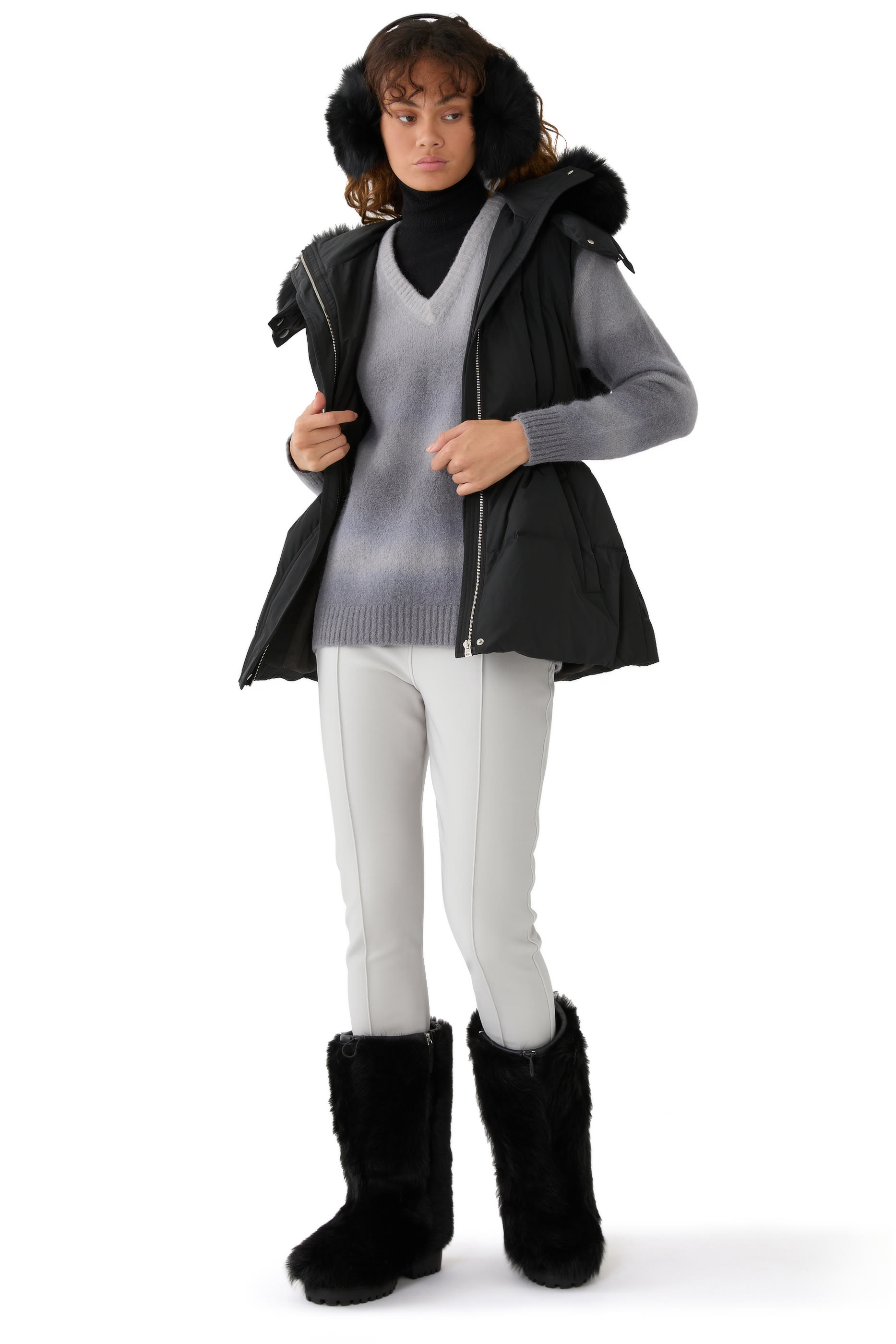 سترة سيندي بياقة V صوف