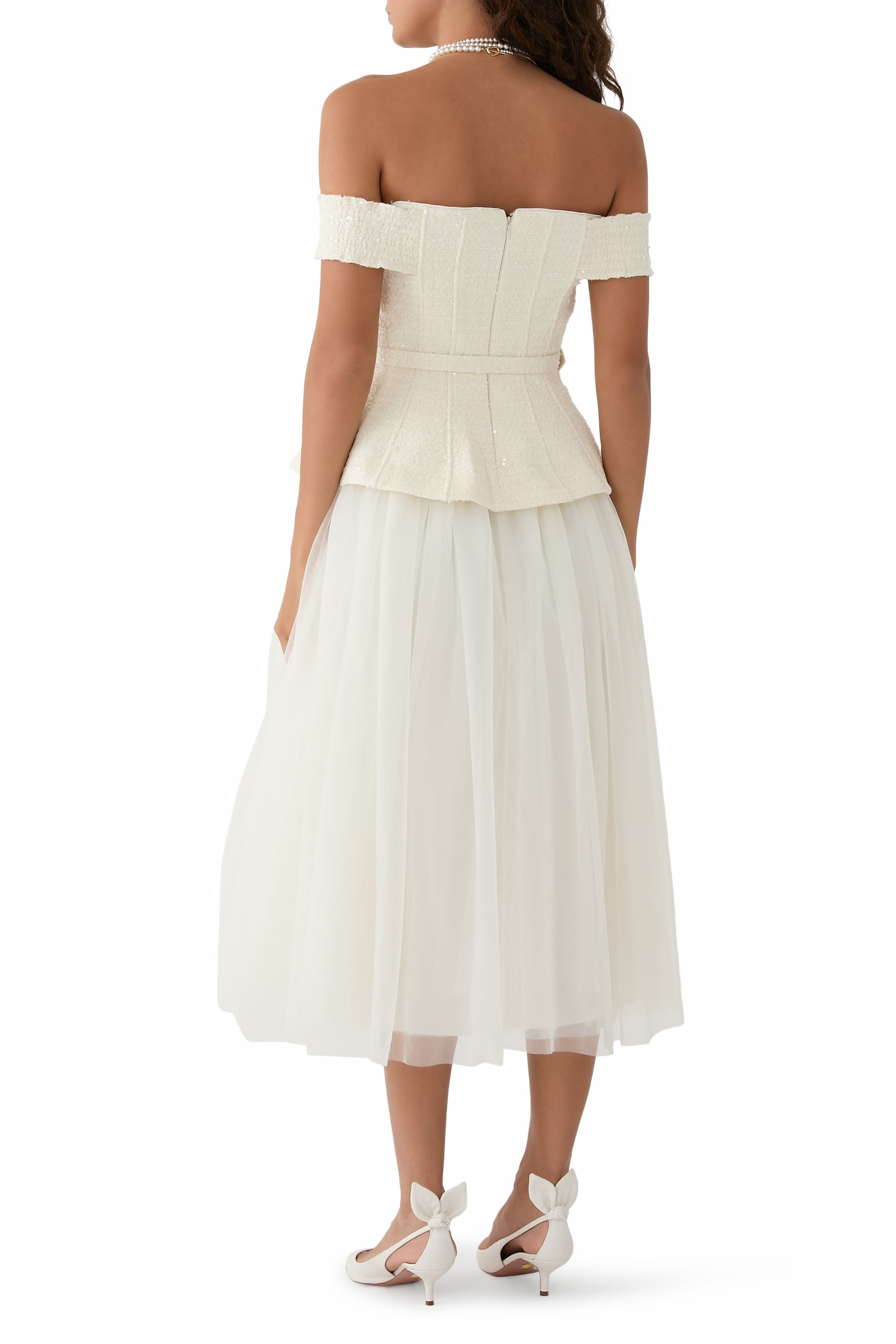 فستان متوسط الطول بوكليه تول