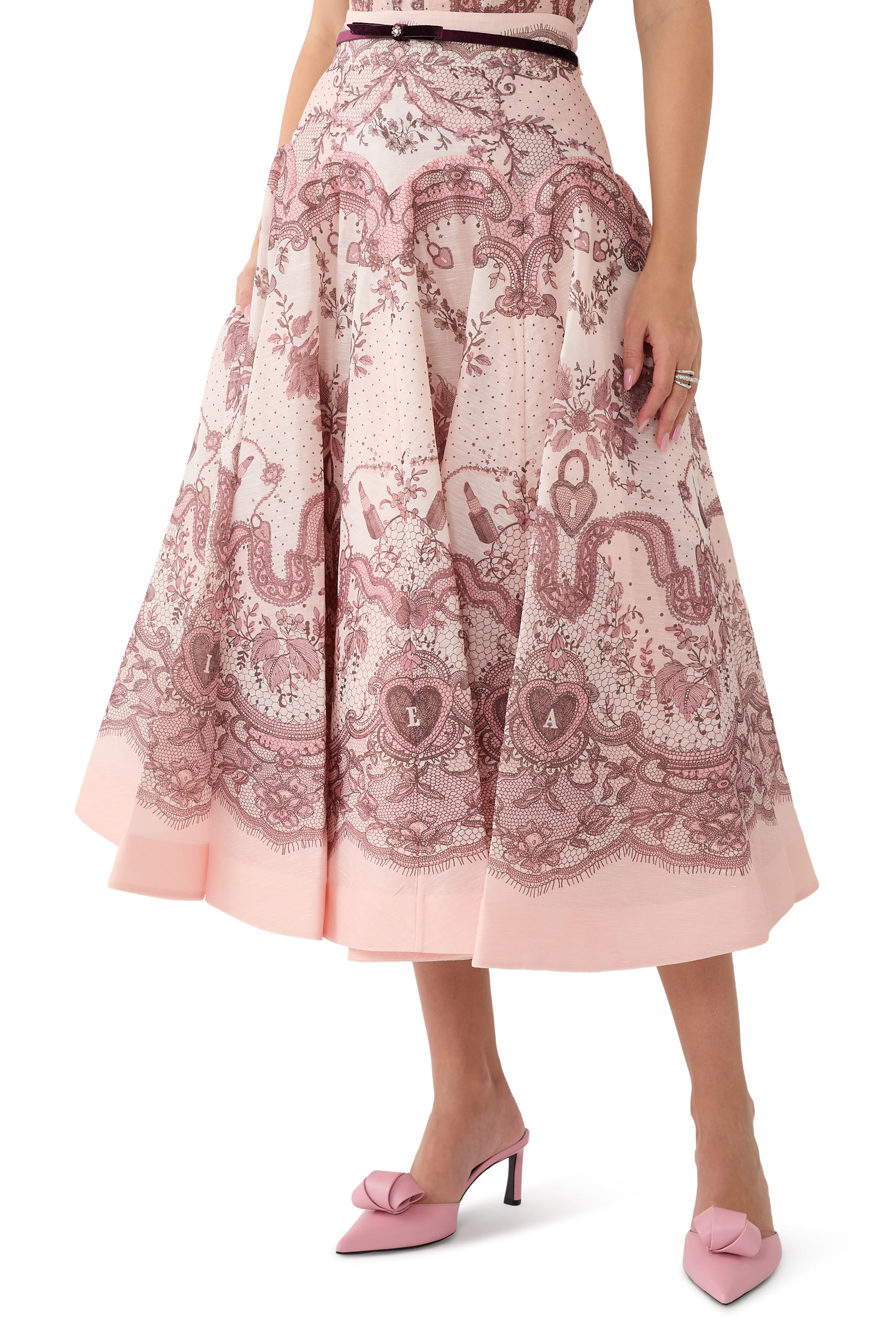 تنورة كراش متوسطة الطول بقصة واسعة