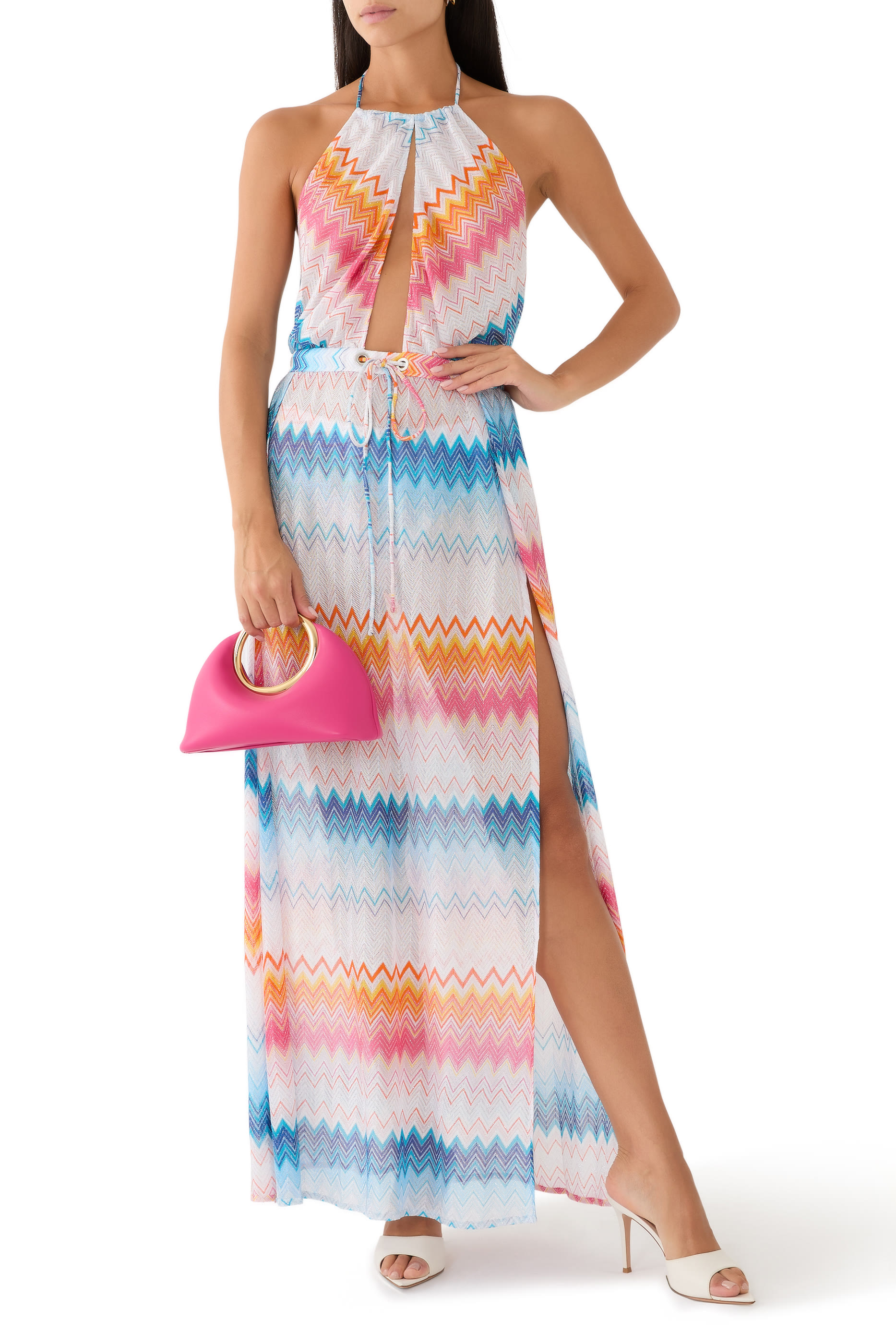 فستان ماري طويل برباط حول الرقبة بنقشة متعرجة راشيل لوركس