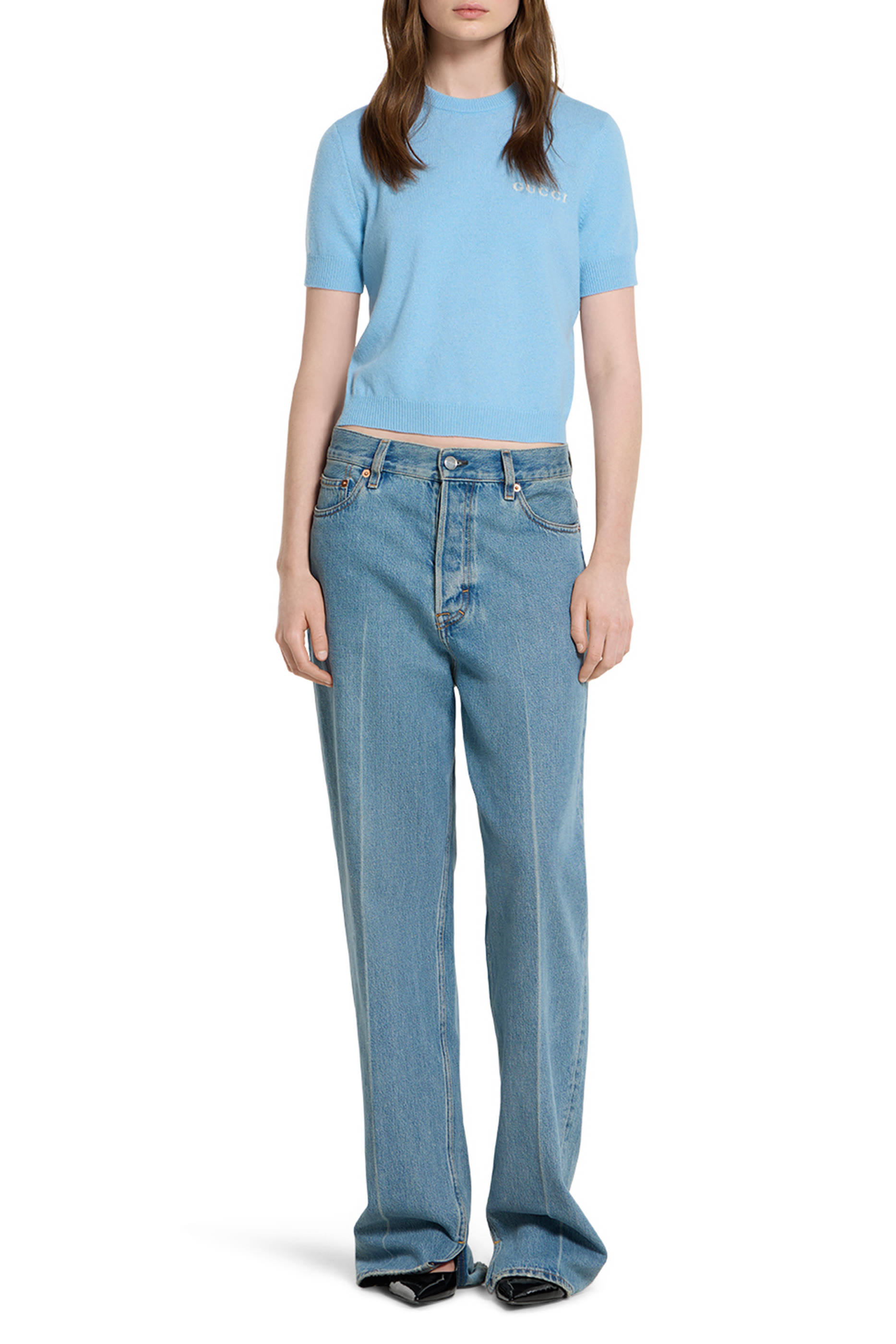 بلوزة مزينة بشعار الماركة كشمير