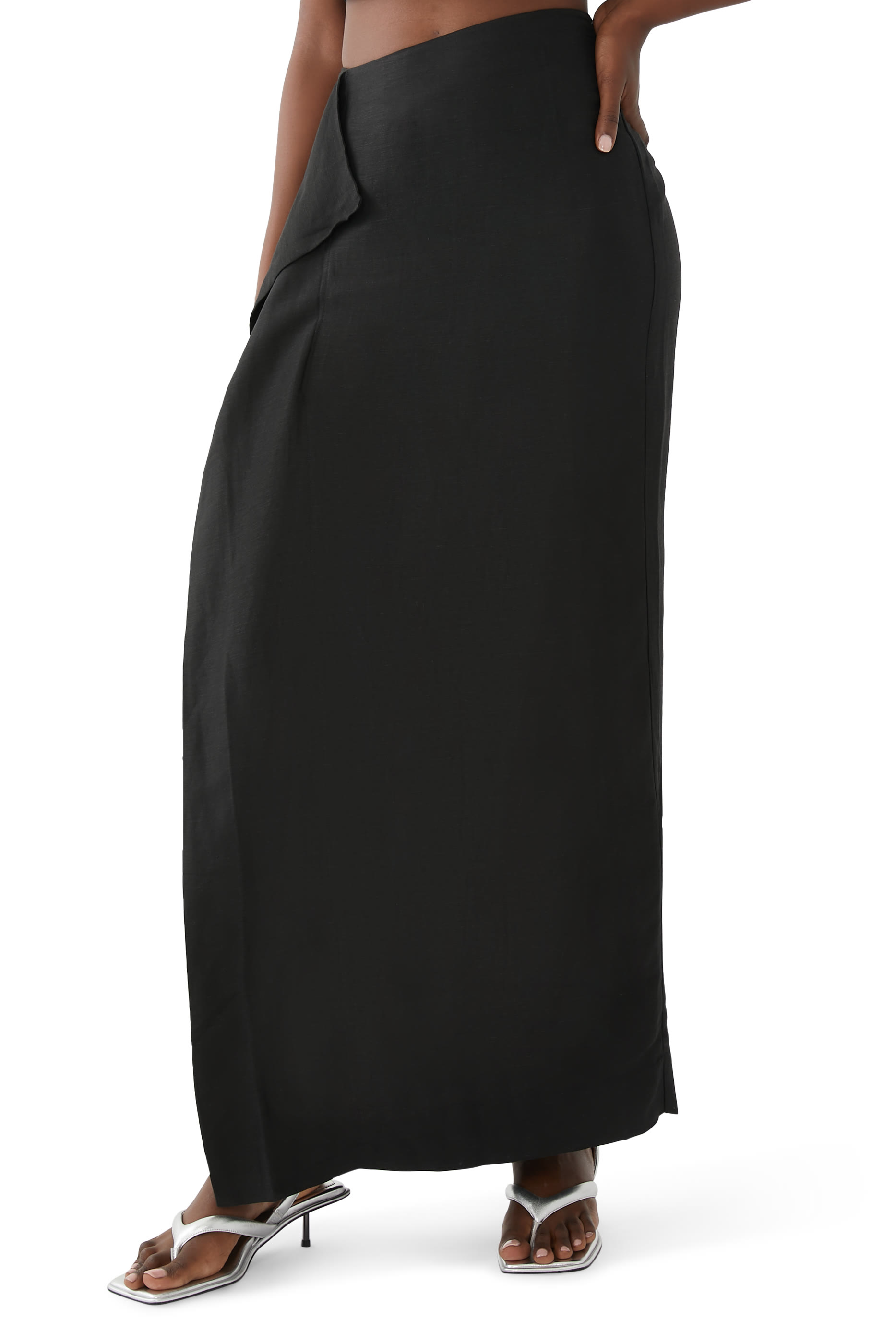 تنورة بورميو طويلة بتصميم ملفوف كتان