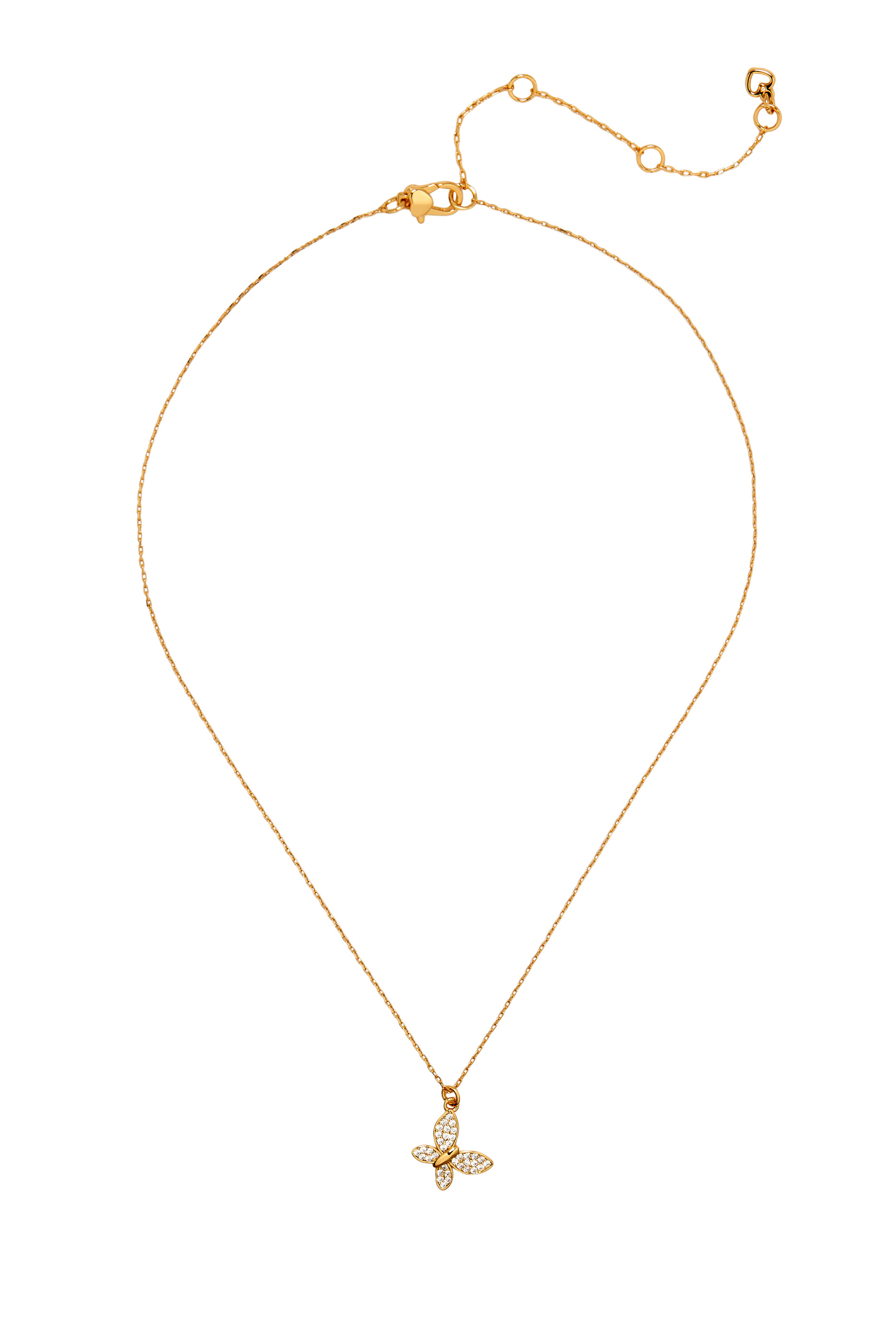 قلادة لاكي بدلاية بتصميم فراشة مرصعة بأحجار بافيه