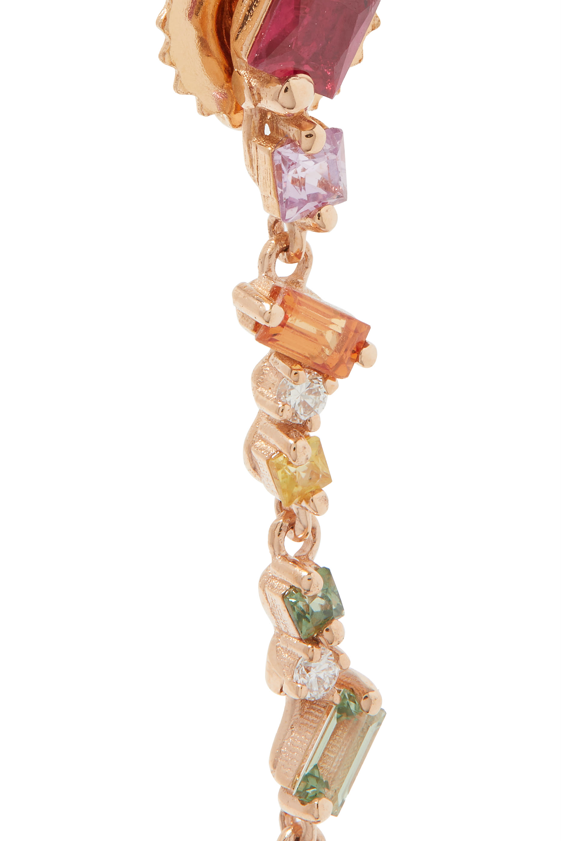 أقراط مرصعة بالياقوت والماس، ذهب وردي عيار 18