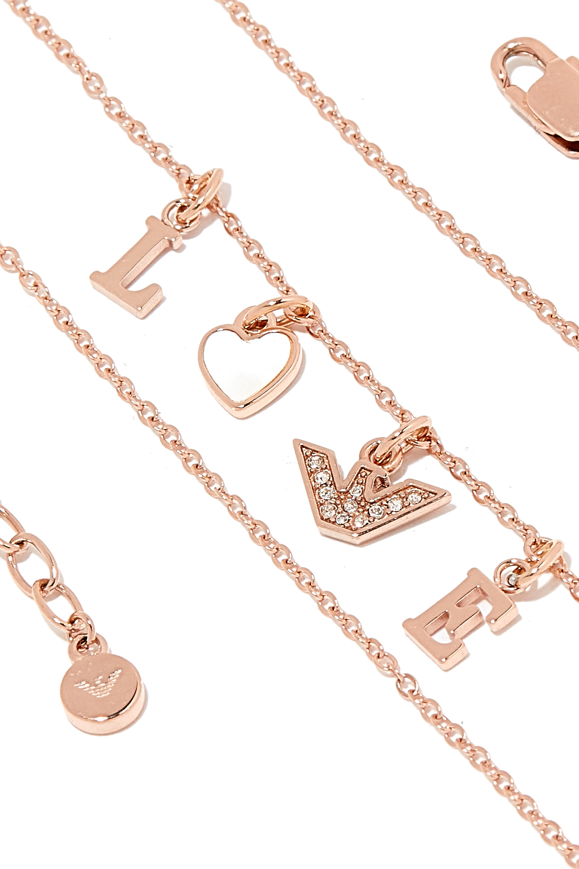 قلادة بحلية بكلمة 'Love' مرصعة بالكريستال ستانليس ستيل