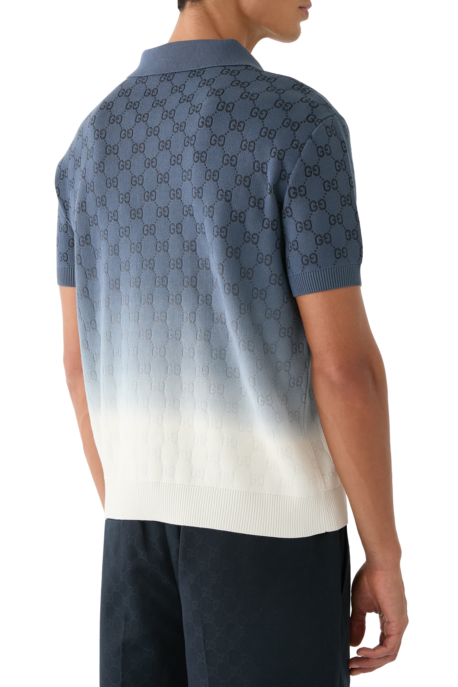 قميص بولو بشعار الماركة جاكار نسيج قطن