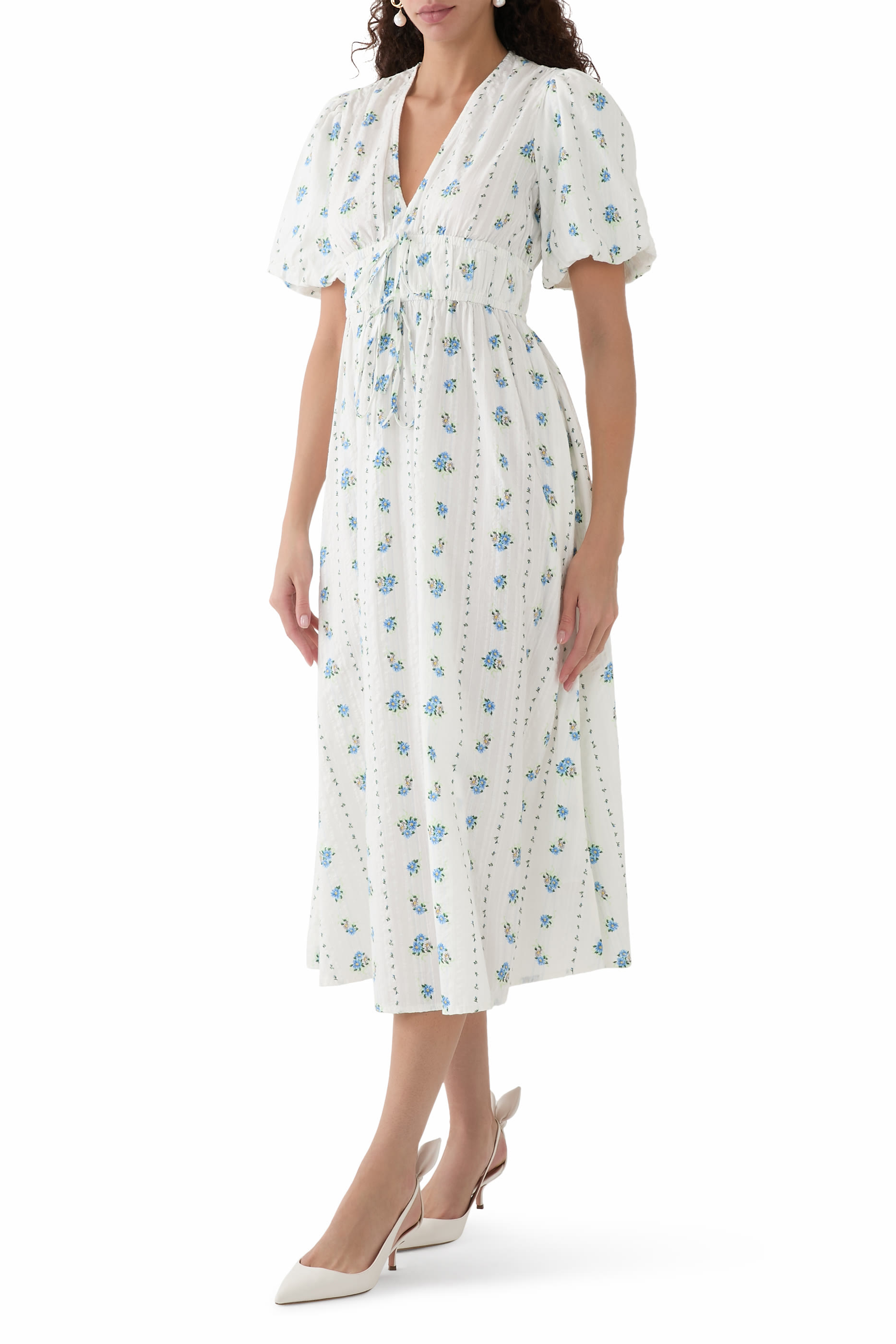 فستان سكوتي متوسط الطول بنقشة زهور