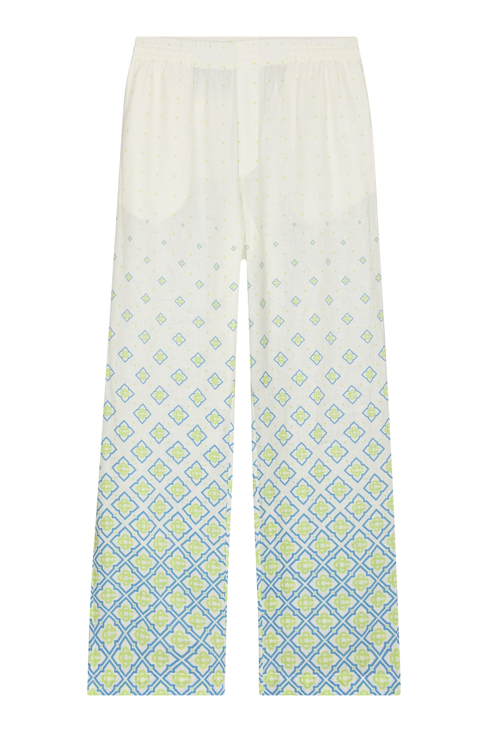 بنطال بنقشة حرف شعار الماركة بلون متدرج حرير