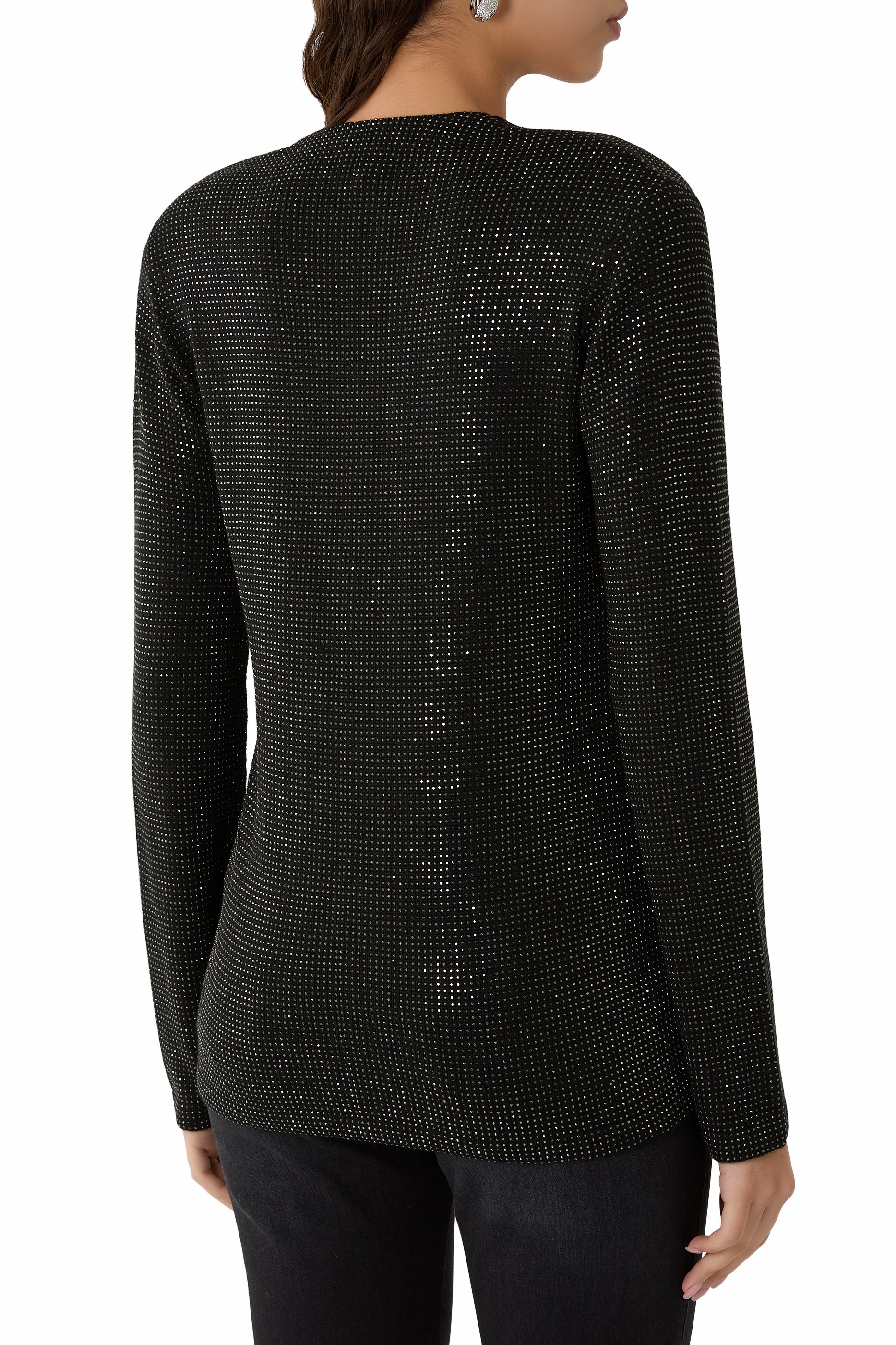 كارديغان مزين بأحجار الراين مزيج صوف 