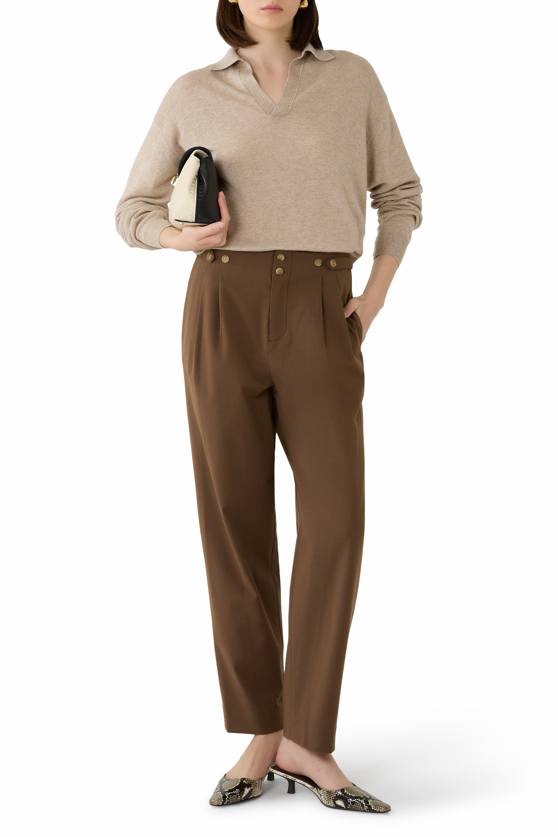 كنزة بولو سكيبر حرير ونسيج كشمير فائق النعومة