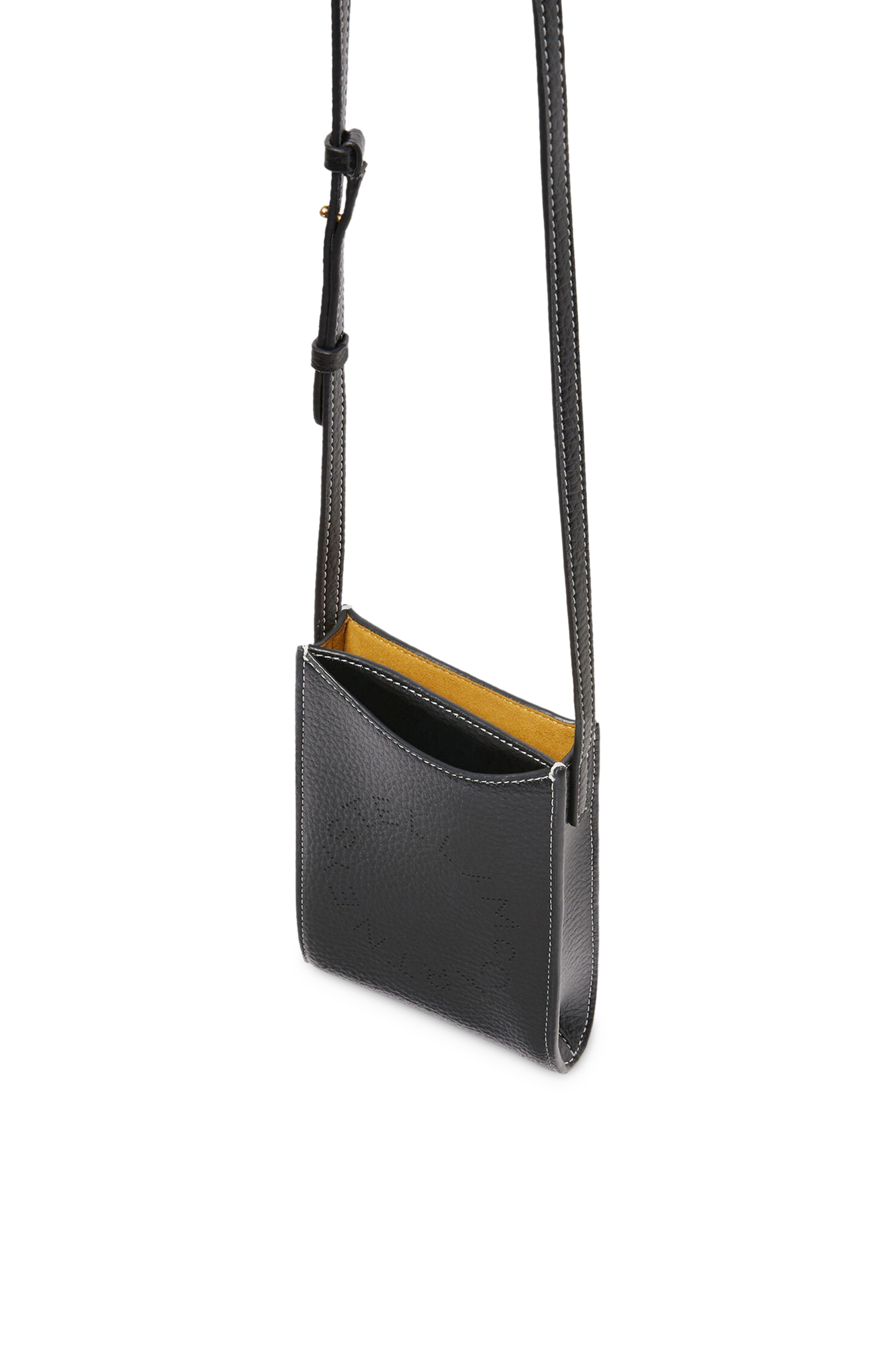 حقيبة كروس بودي صغيرة للهاتف بشعار الماركة جلد نباتي بارز الملمس