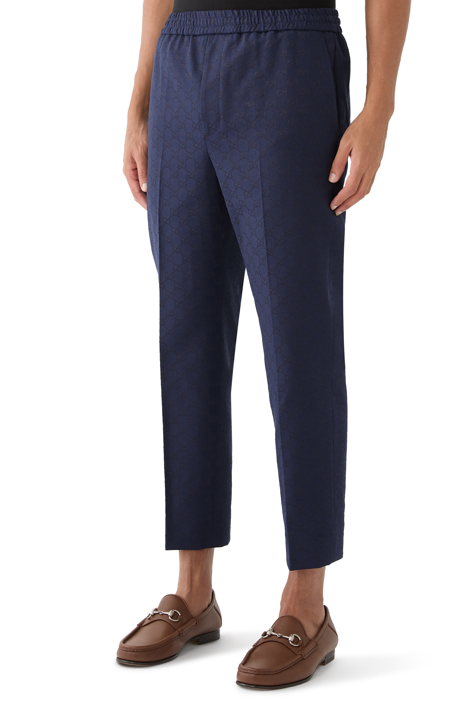 بنطال رياضي قماش قنب بنقشة حرفي شعار الماركة