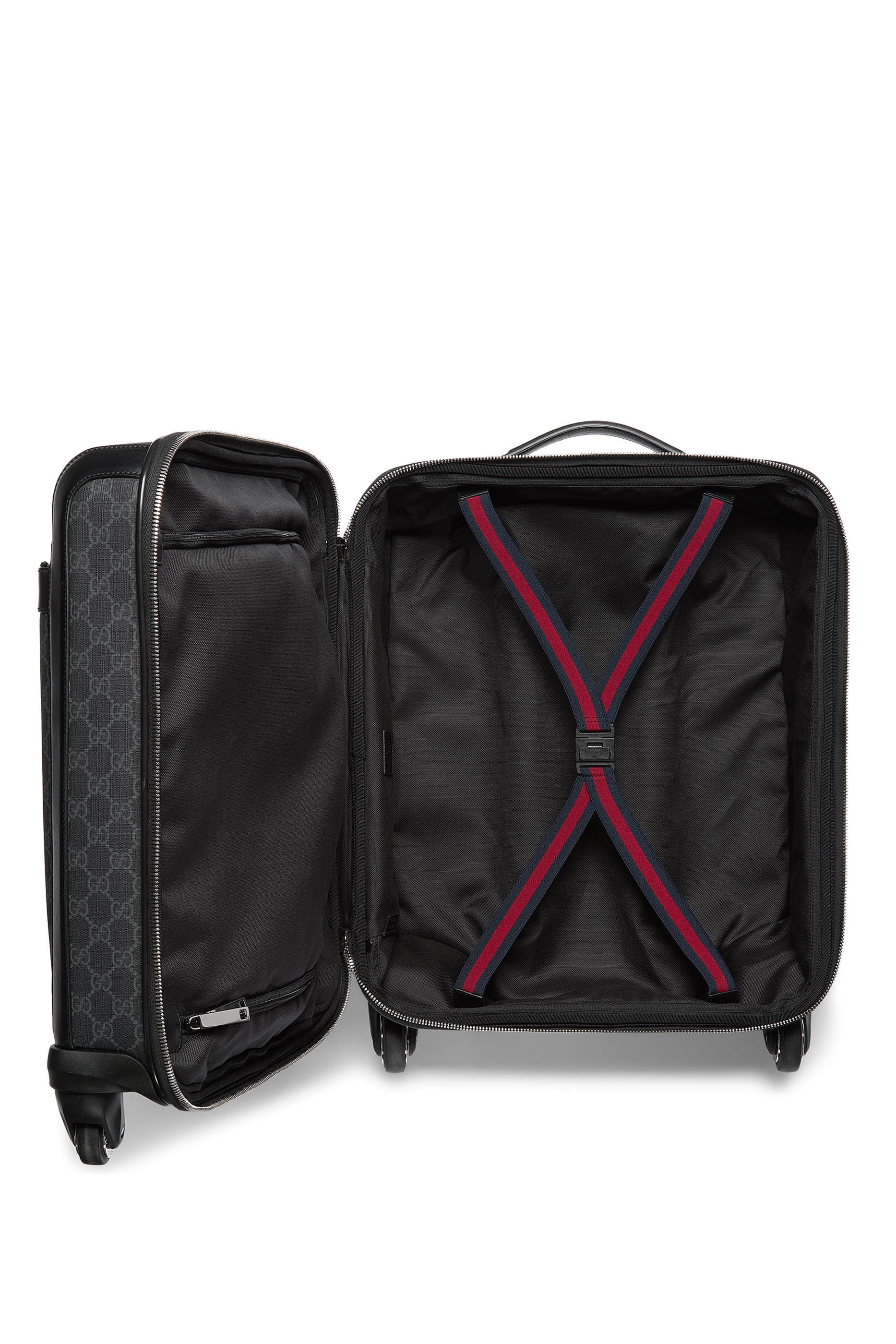 حقيبة سفر بعجلات صغيرة بشعار الماركة