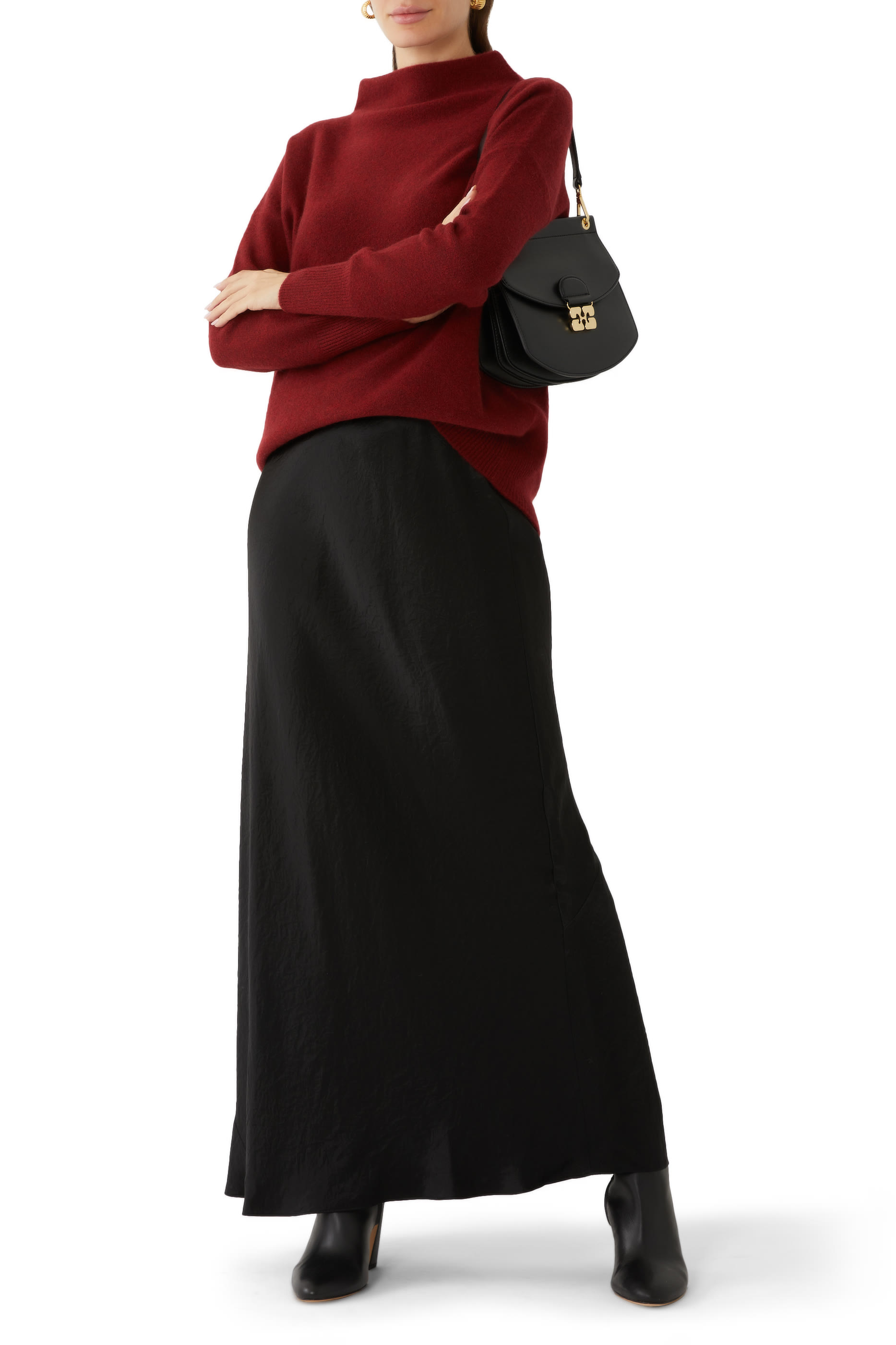 كنزة بياقة عالية كشمير ناعم