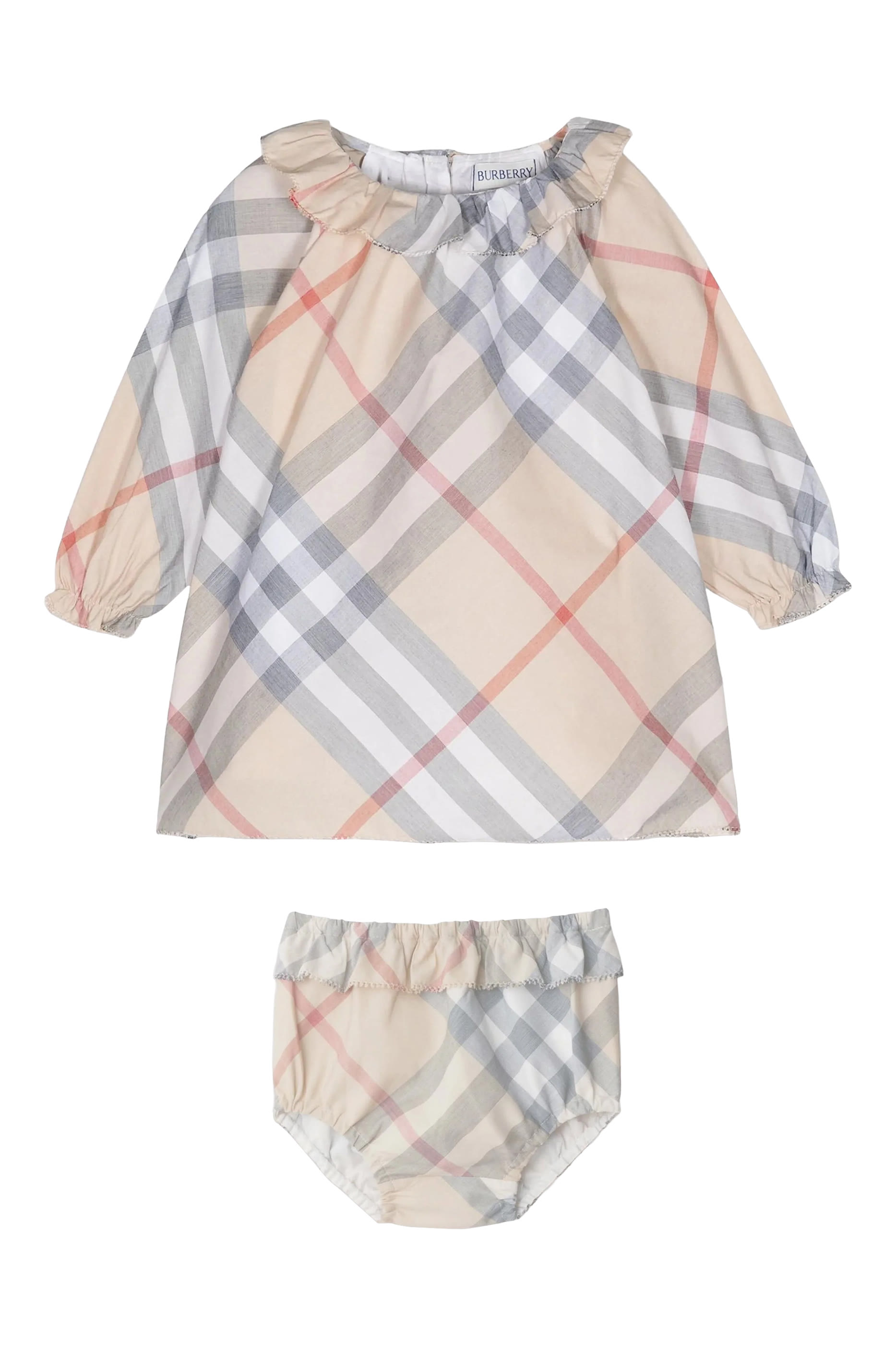 طقم فستان بنقشة مربعات للأطفال