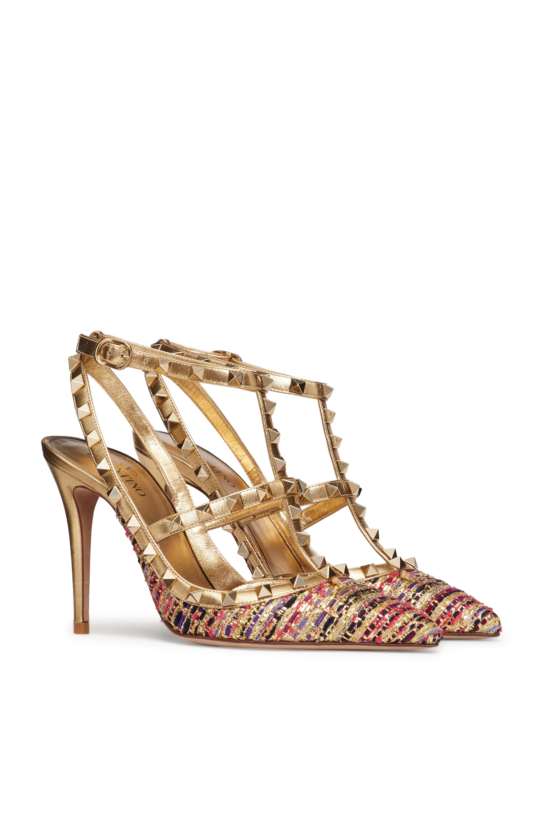 حذاء كلاسيك 100 فالنتينو غارافاني تويد مرصعة بحلي هرمية