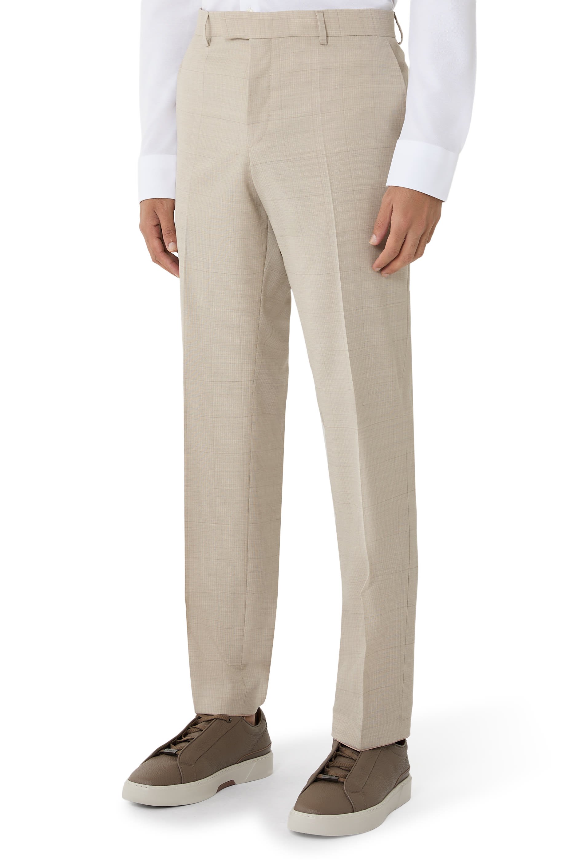 بدلة بقصة ضيقة صوف مطاطي بنقشة مربعات