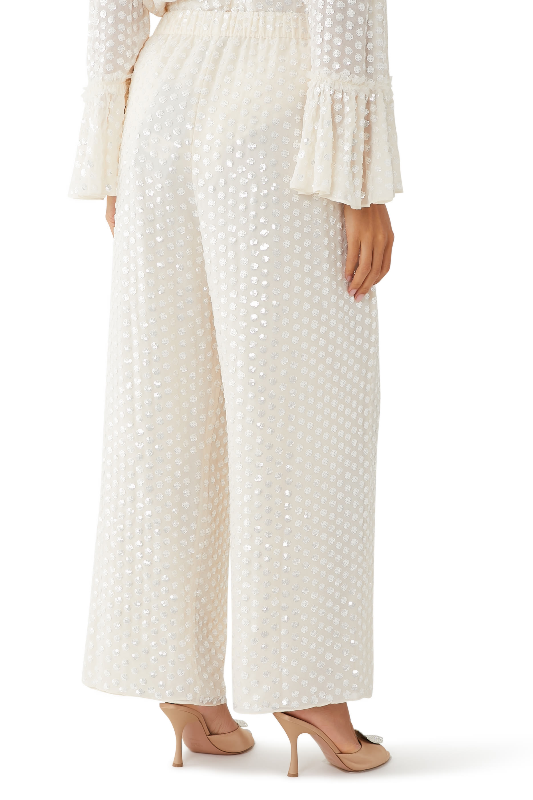 بنطال مطرز بنقاط ترتر