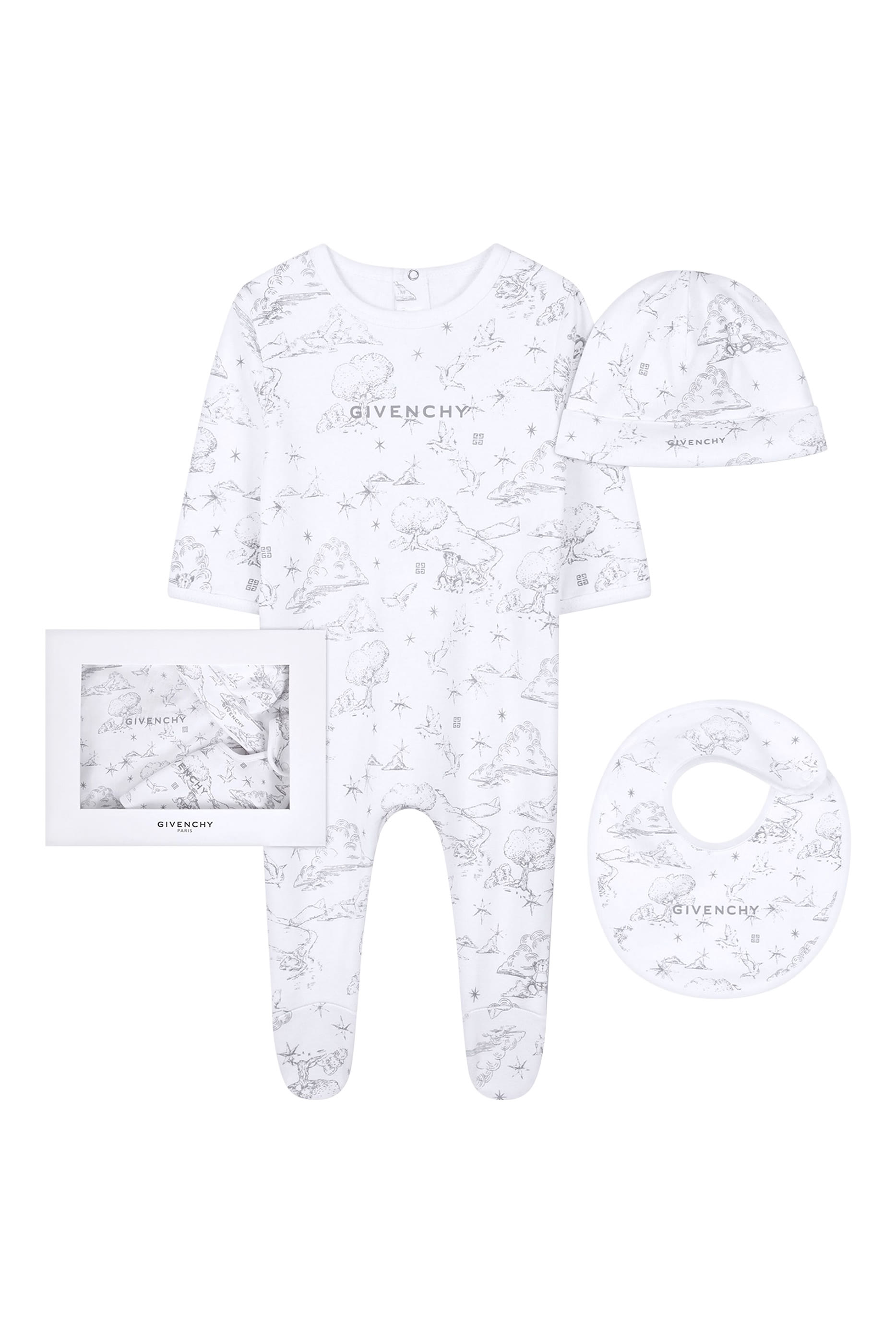 طقم بودي سوت، مريلة وقبعة بطبعة للأطفال