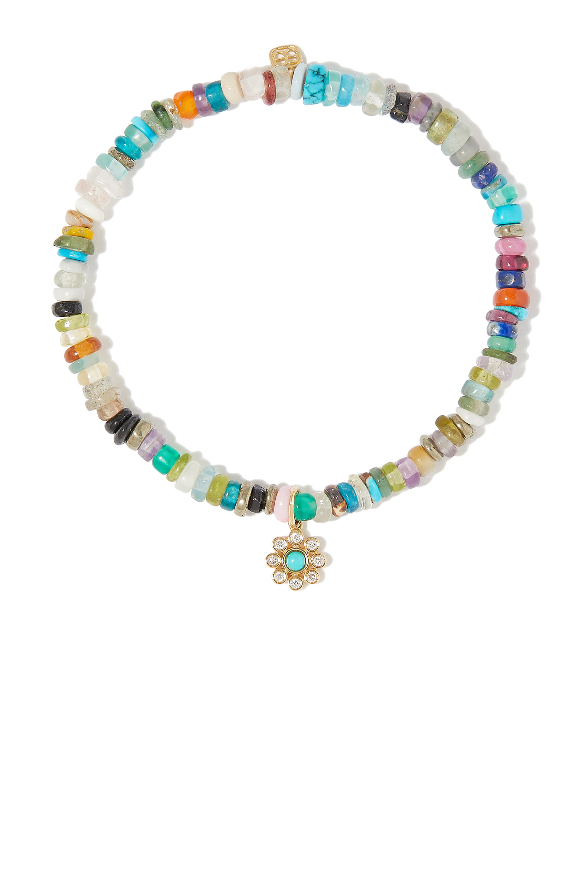 سوار خرز بحلية عين حسود للأطفال مرصعة بالماس ومطلية بالمينا، ذهب أصفر عيار 14