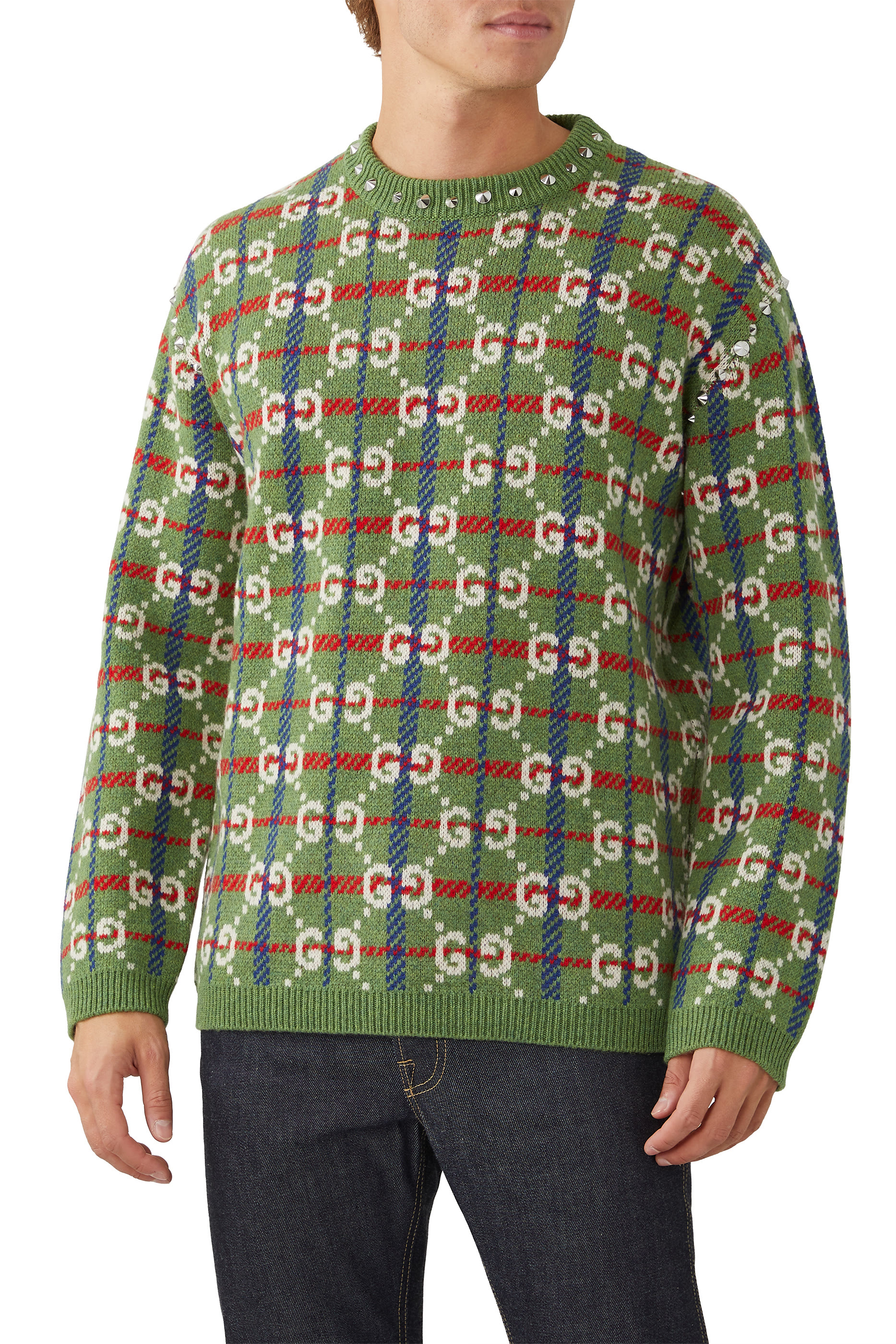 كنزة كاروهات بطبعات حروف الماركة