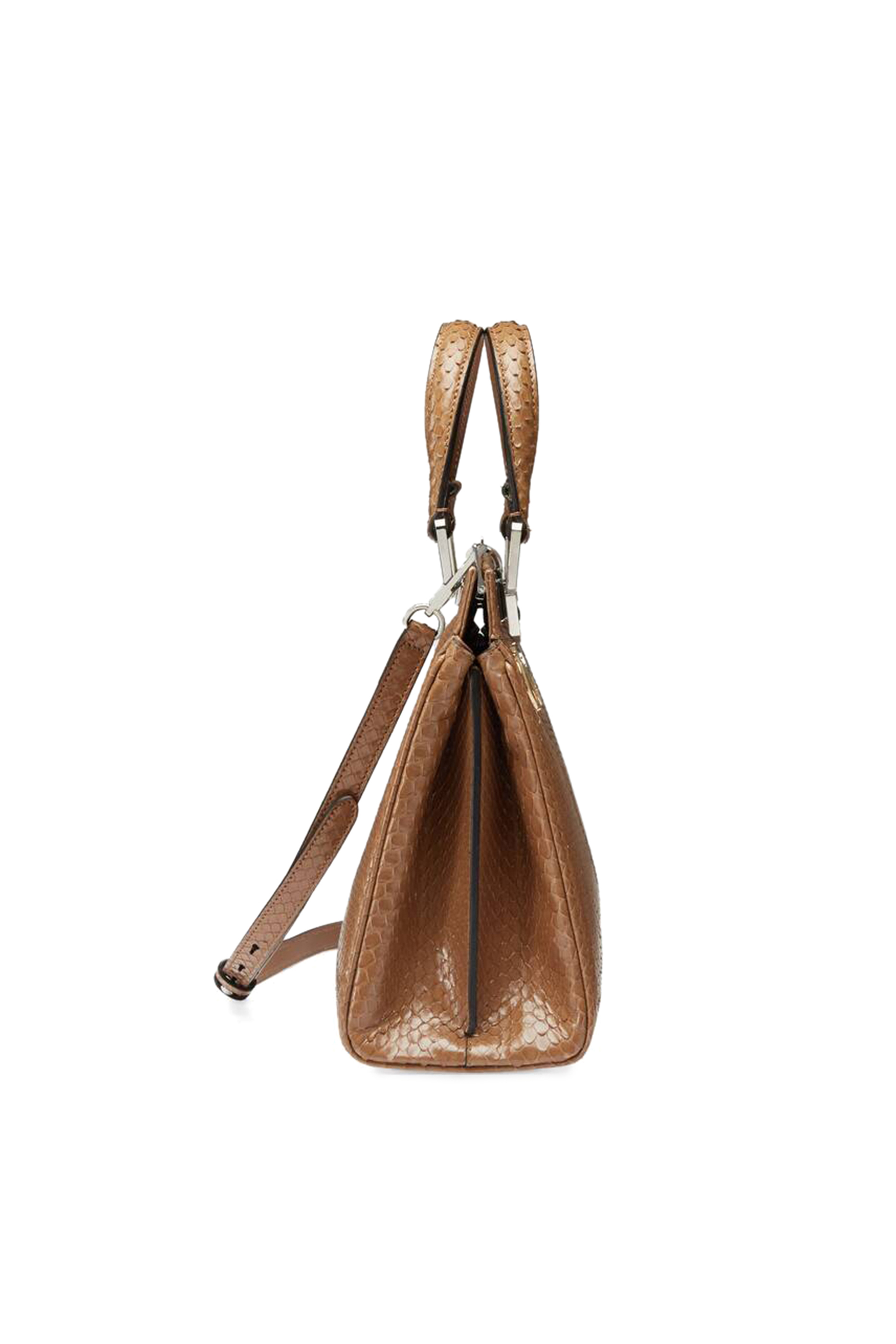 حقيبة يد زومي صغيرة جلد أفعى بيد علوية