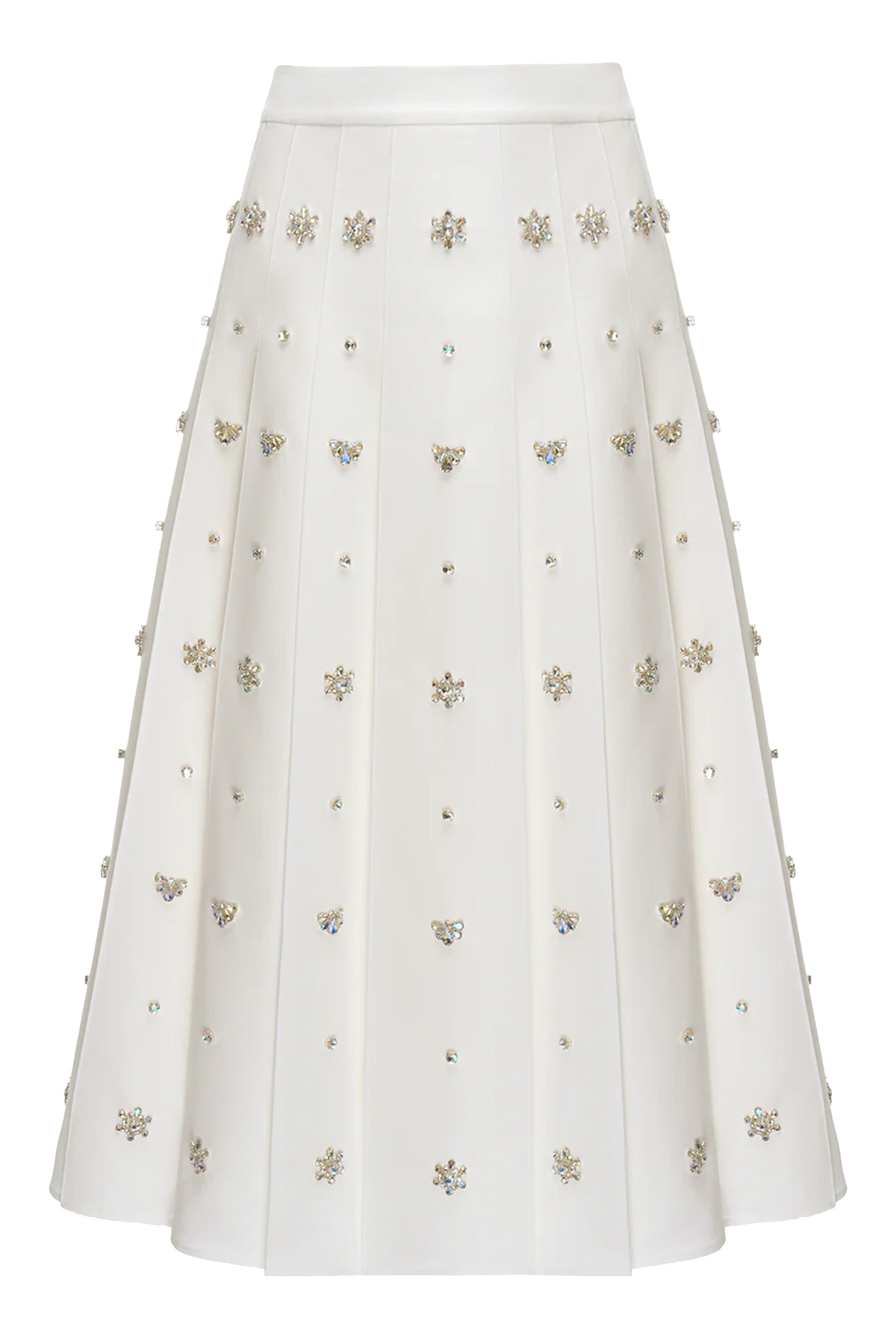 تنورة متوسطة الطول بطيات مرصعة بكريستال 