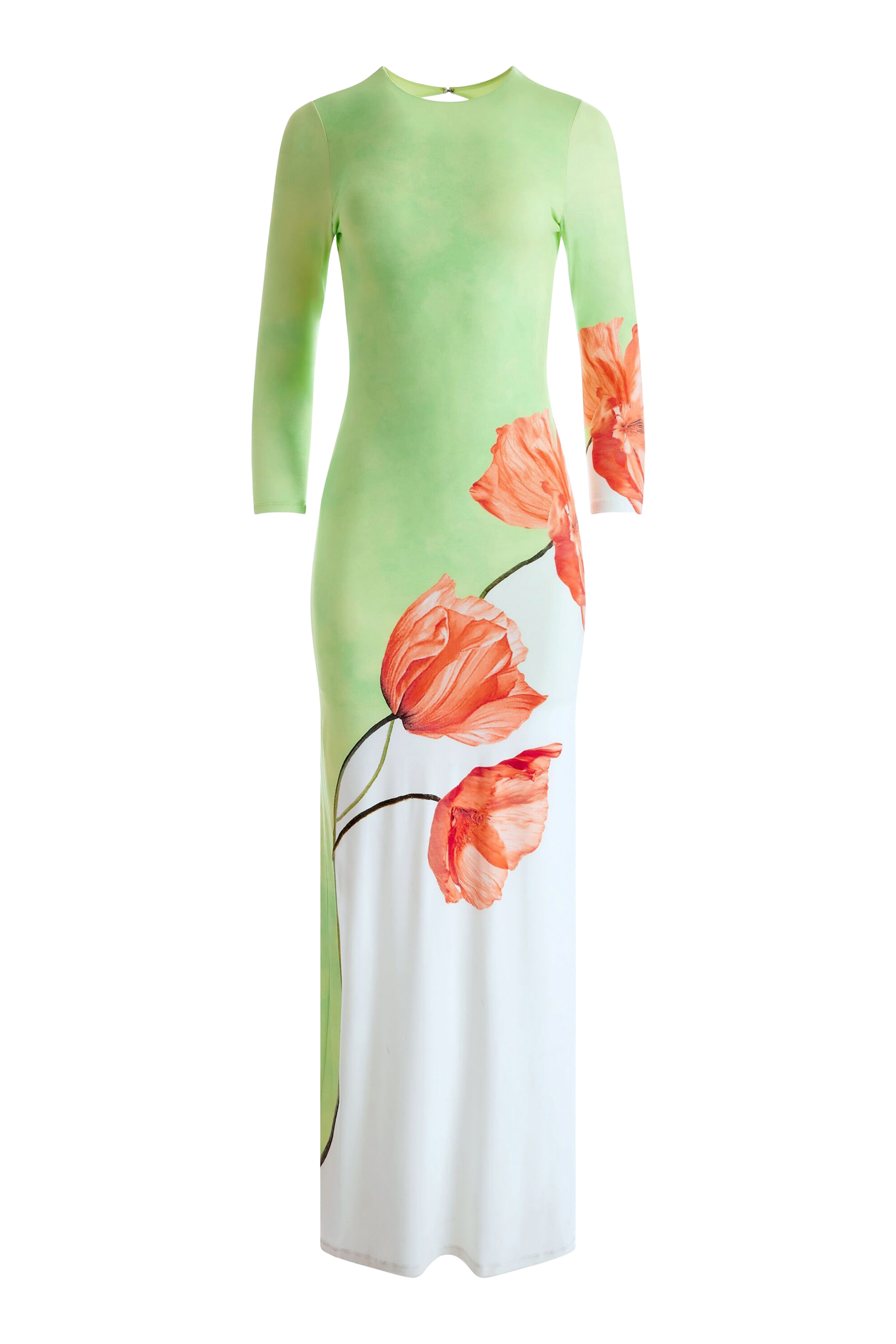 فستان طويل ديلورا بياقة ضيقة وظهر مفتوح