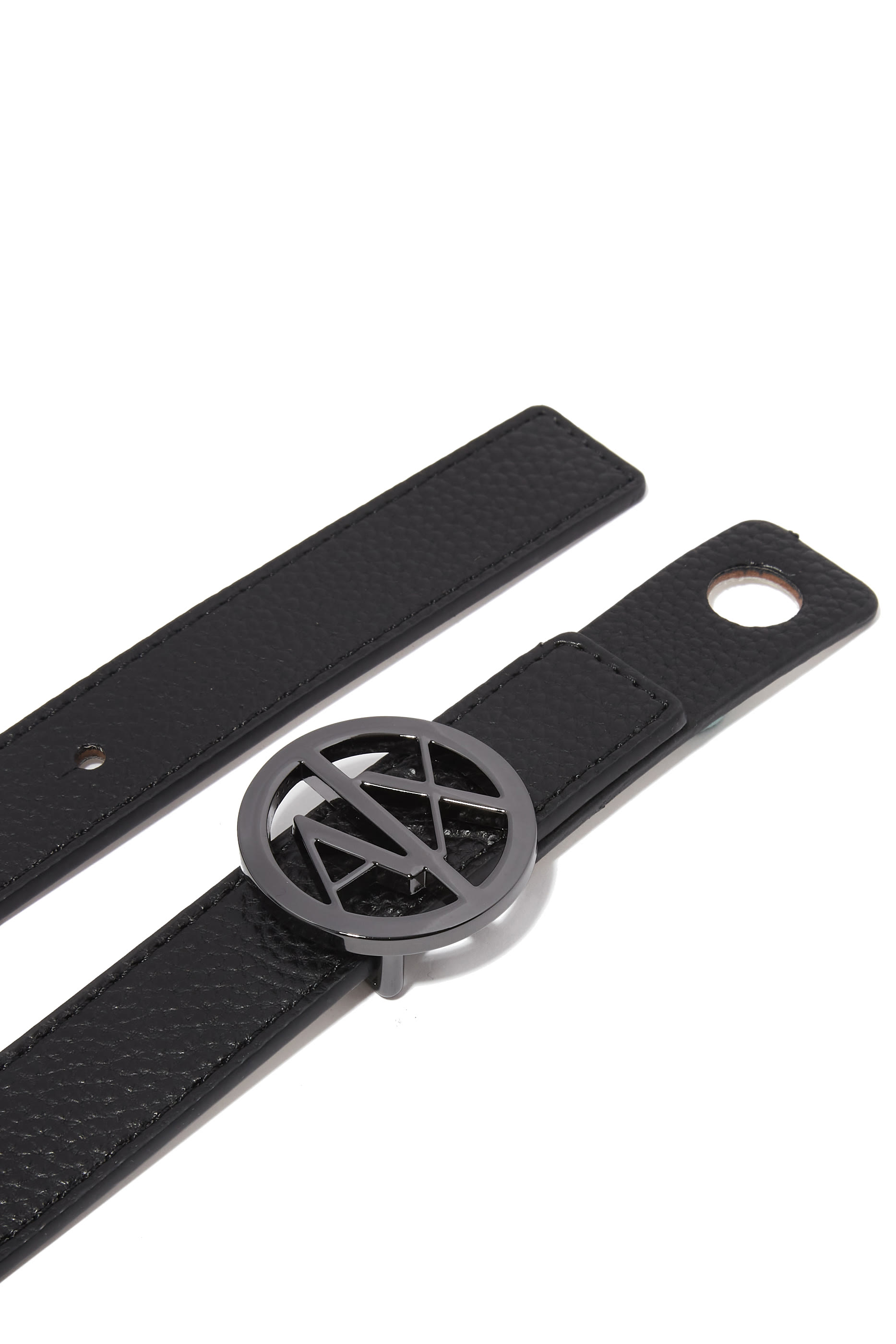 حزام بوجهين بحروف شعار الماركة بتصميم مستدير