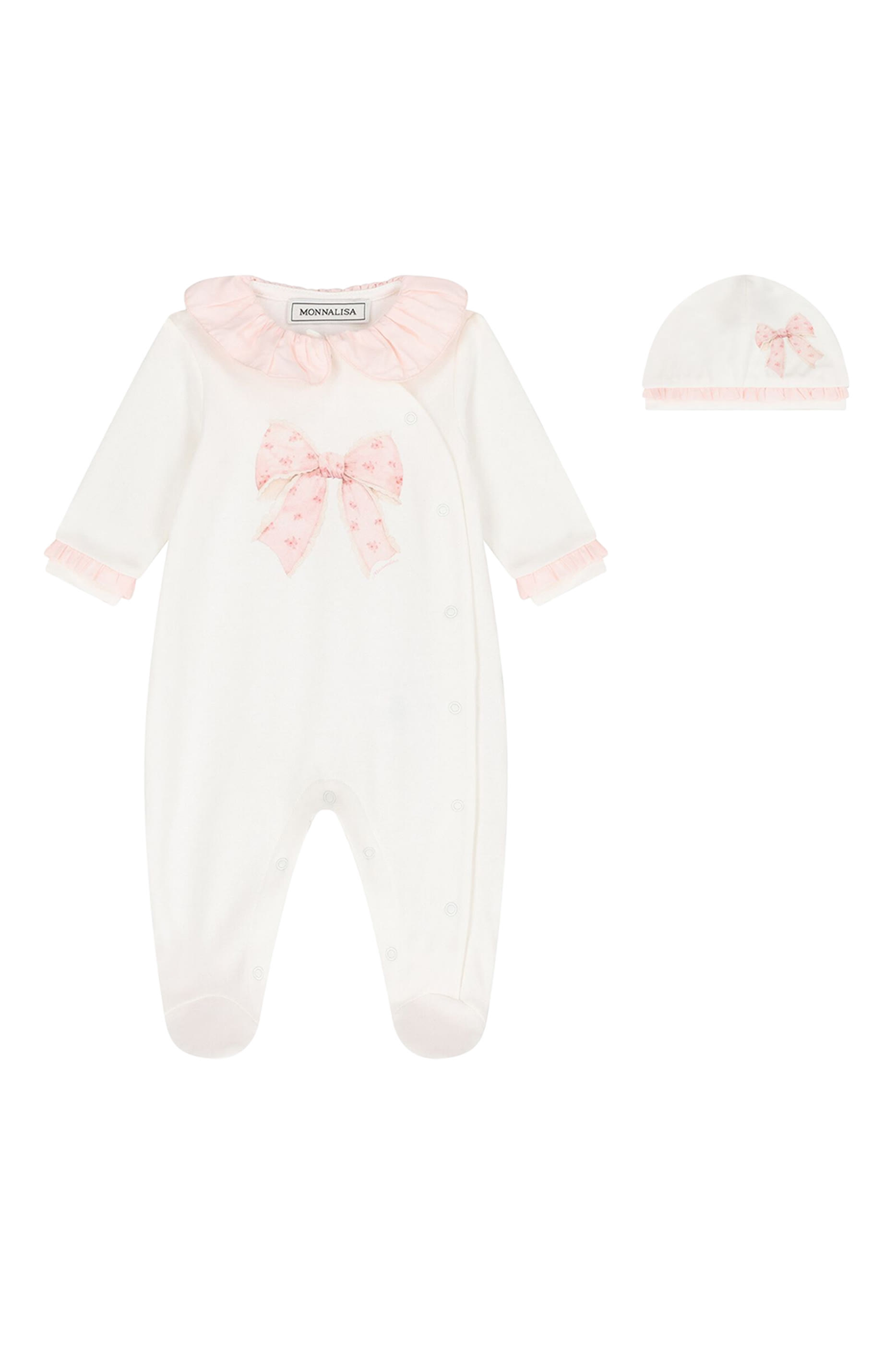 Kids Bow Print Bodysuit & Hat Set 