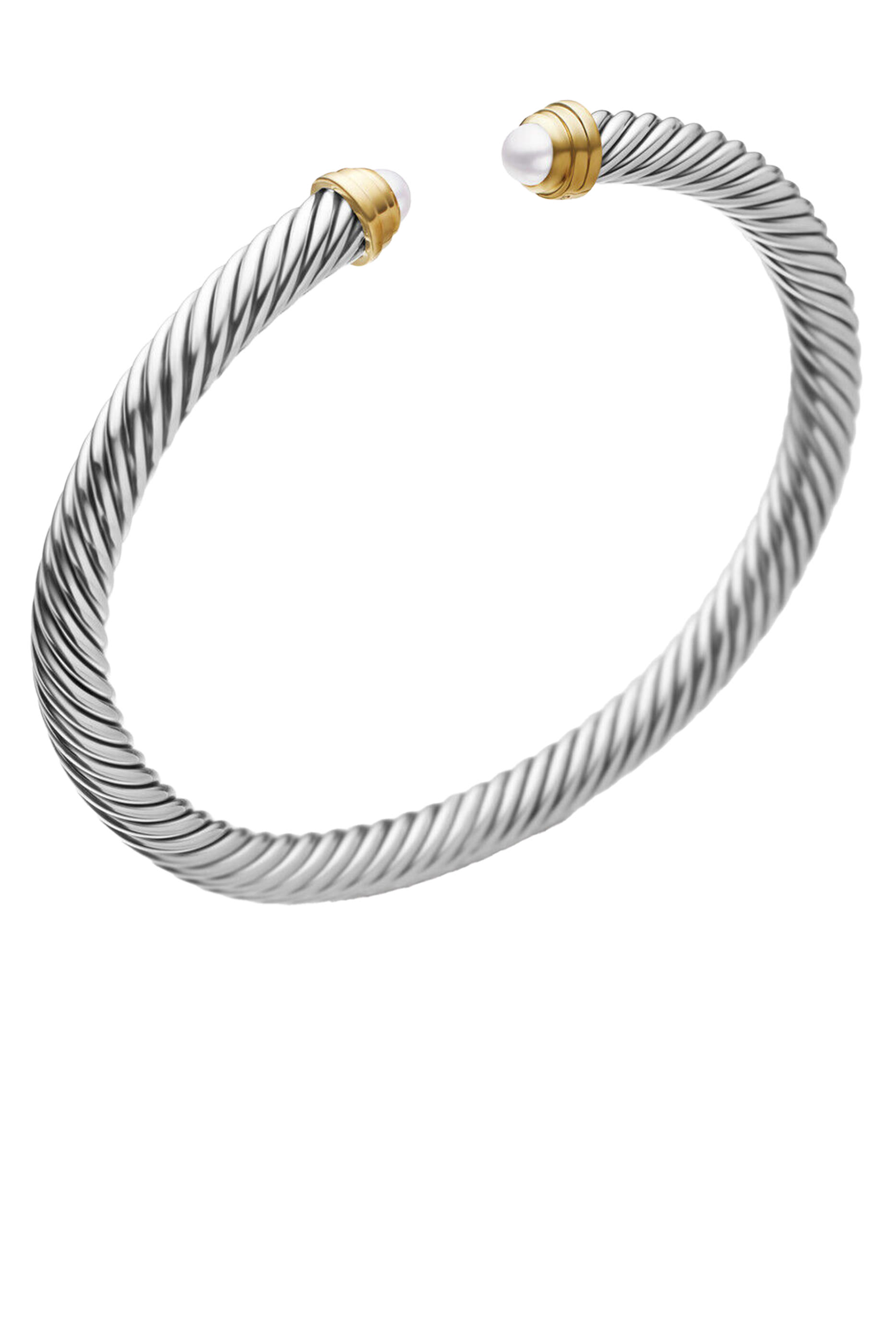 سوار كابل كلاسيكي مرصع بلؤلؤ، فضة استرلينية وذهب أصفر عيار 14