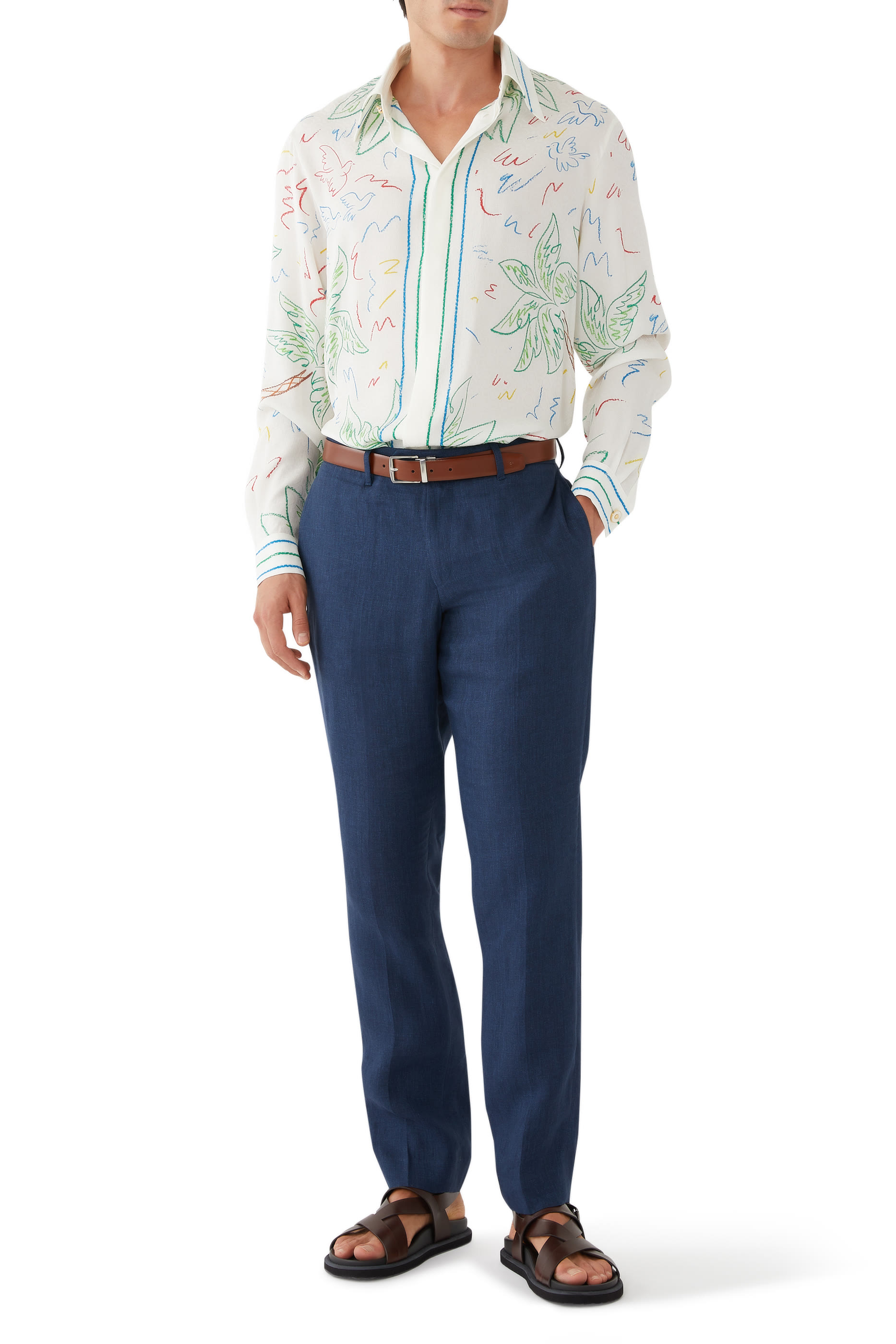 بنطال أفونسو بقصة مناسبة للجسم كتان