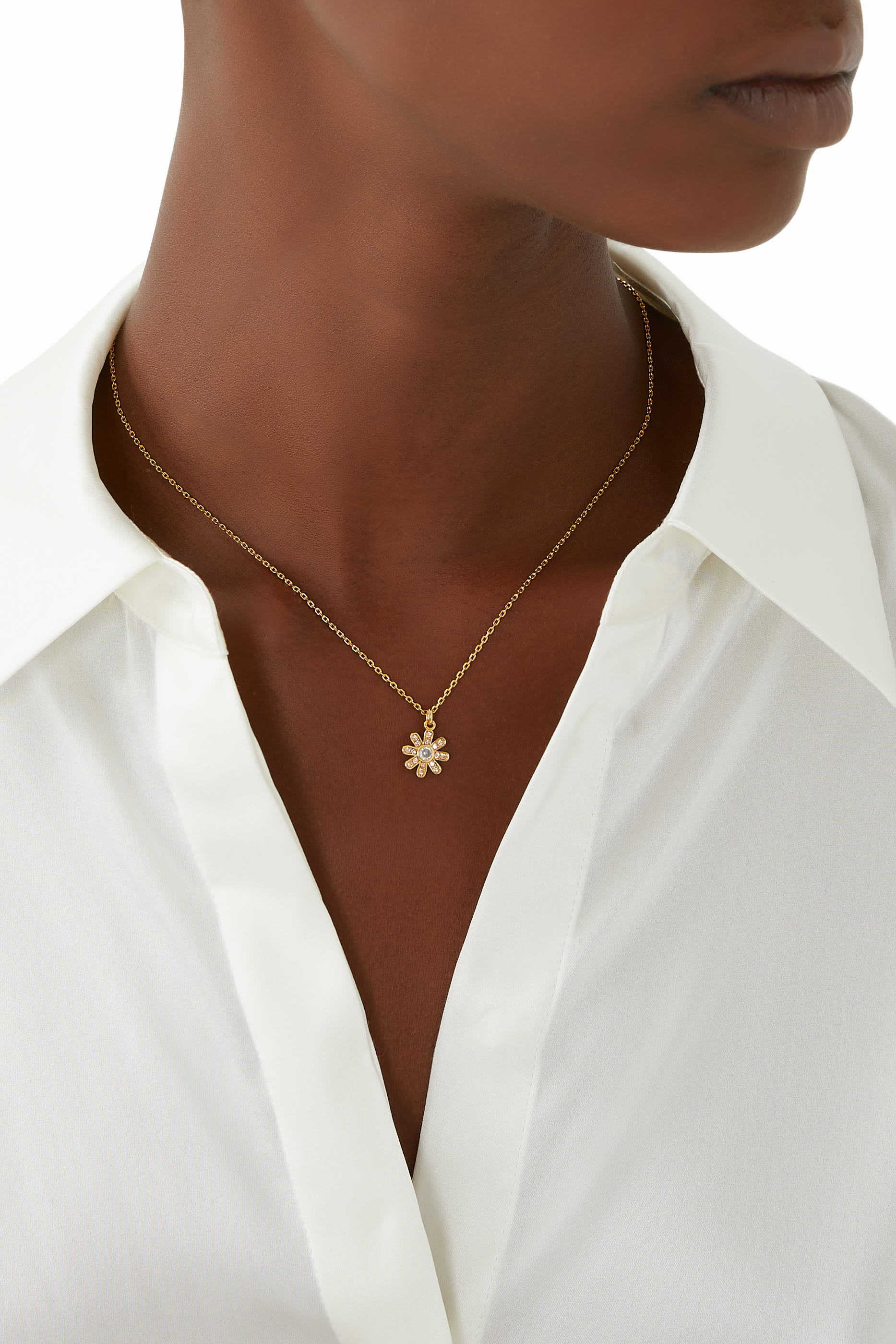 قلادة بيرستينج بلومز بأحجار زركونيا مكعبة، معدن مطلي