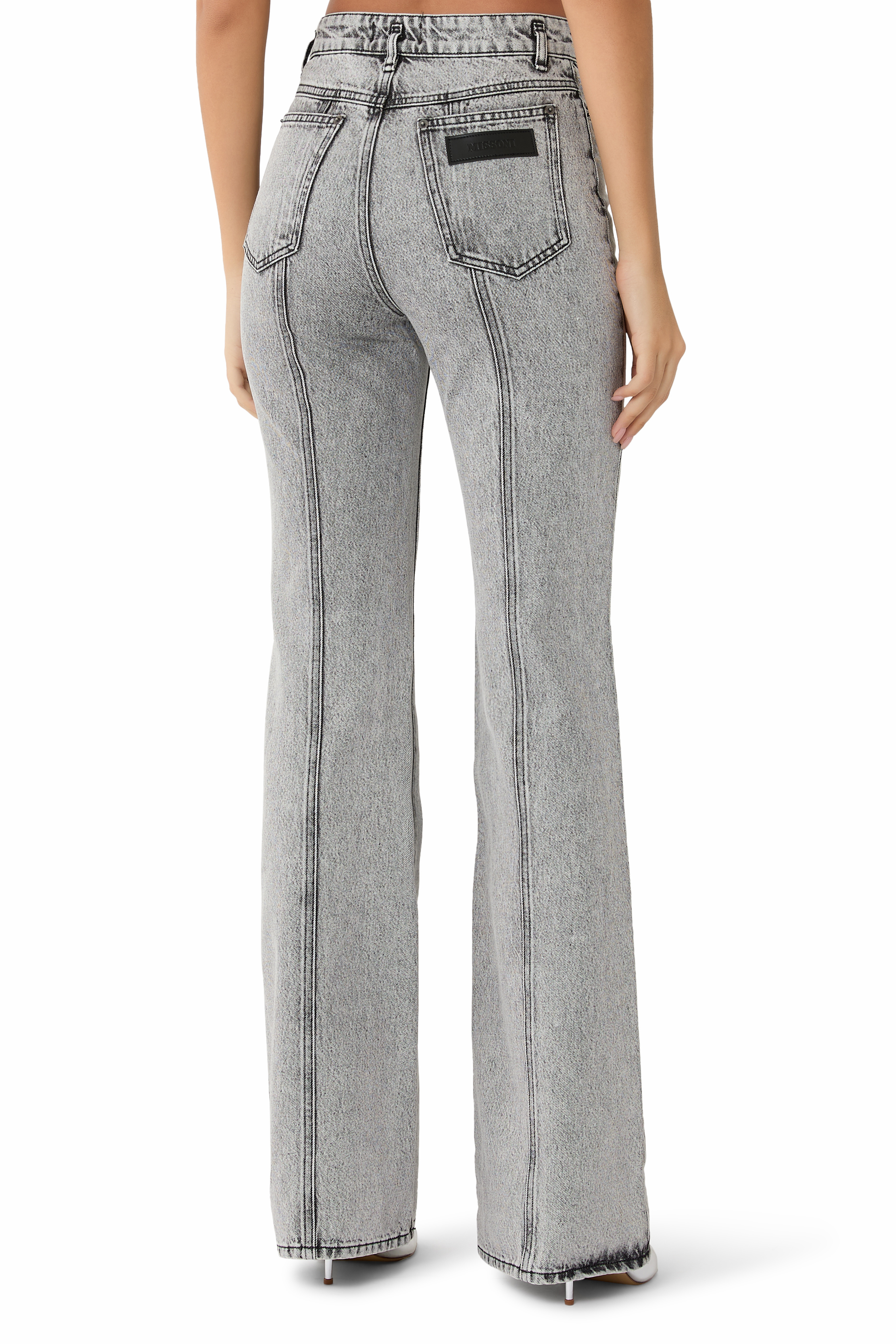 بنطال جينز بحواف واسعة دنيم باعت متين