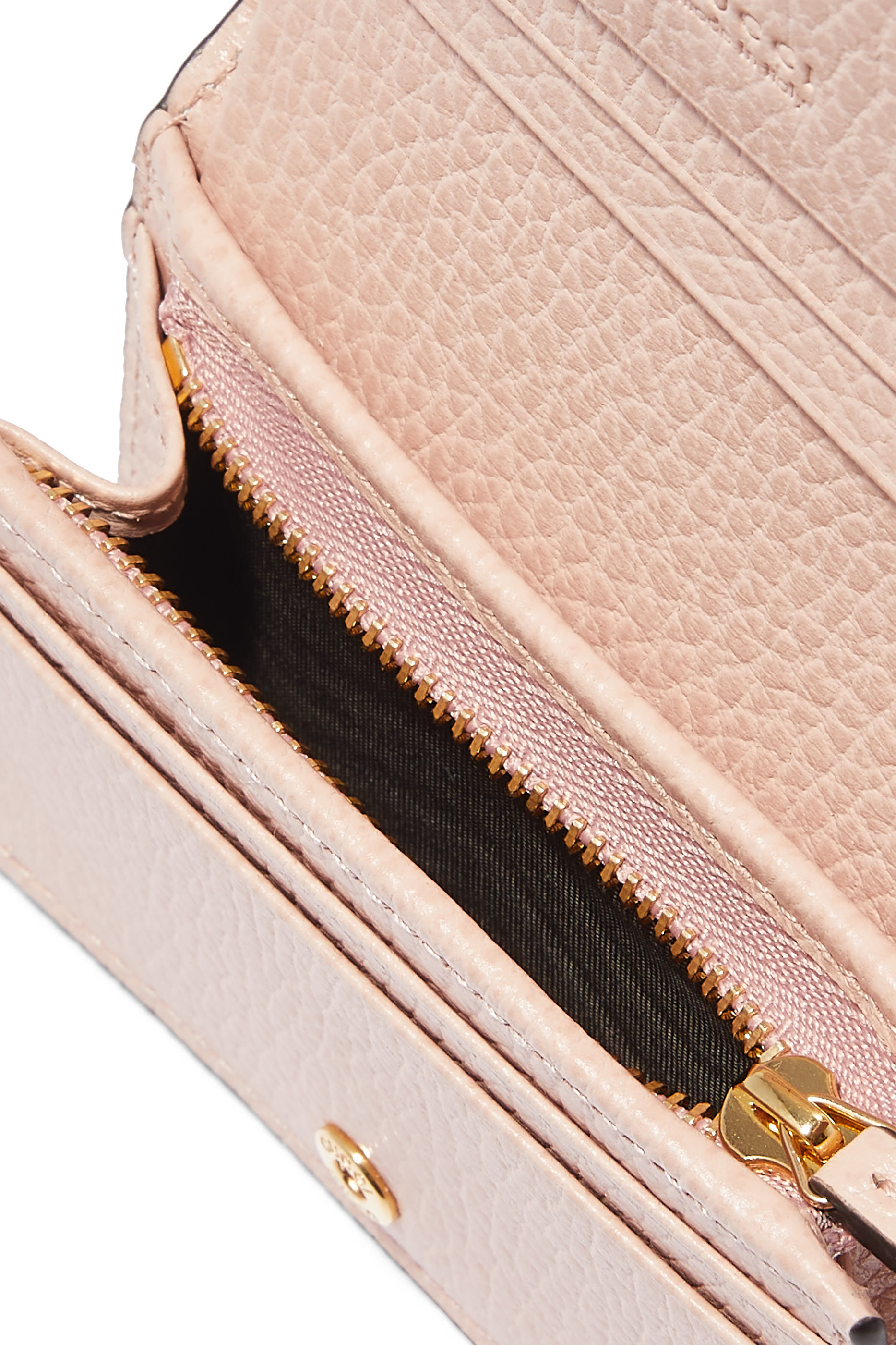 حافظة بطاقات جلد وقماش قنب سوبريم بنقشة حرفي شعار الماركة