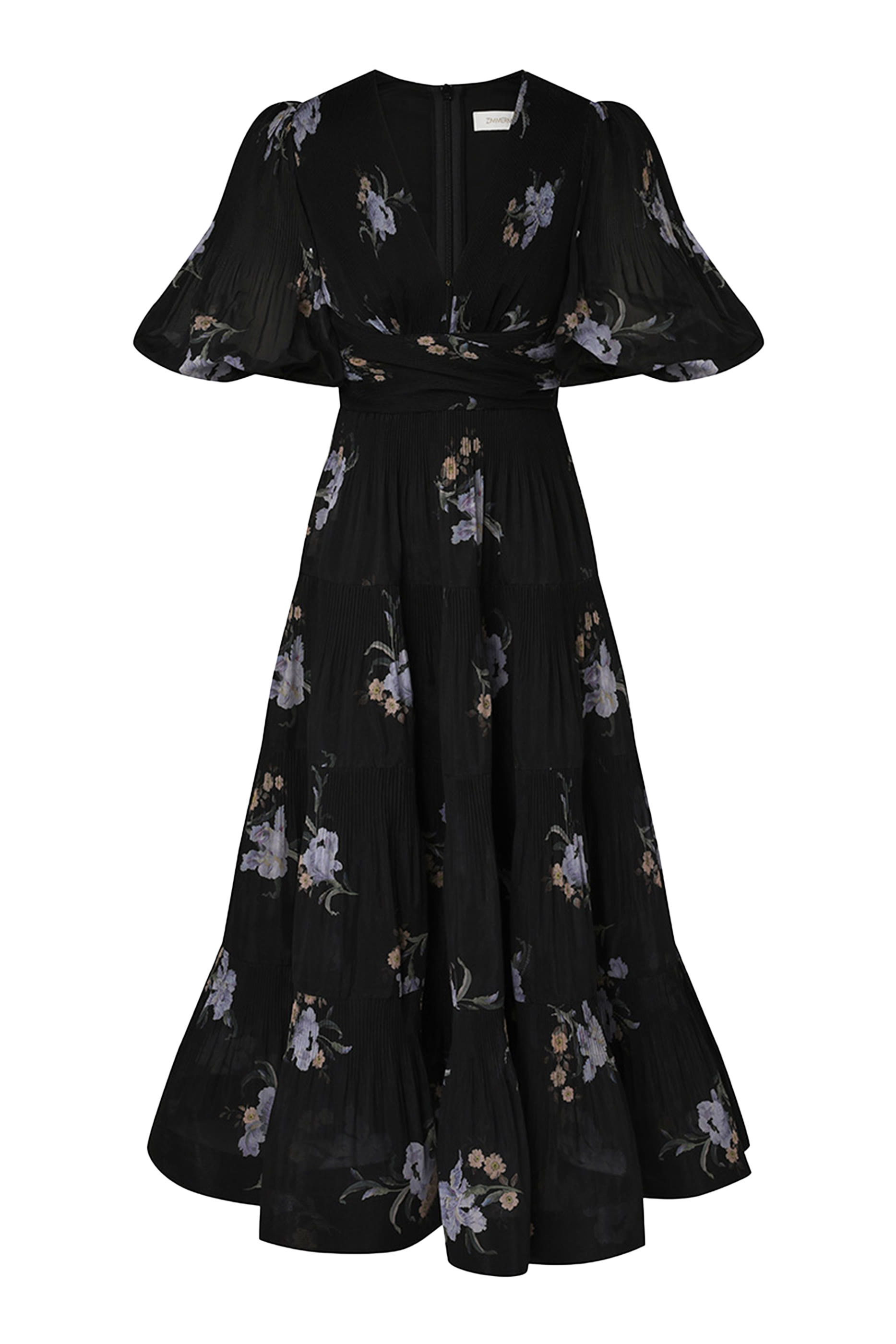 فستان متوسط الطول بطيات