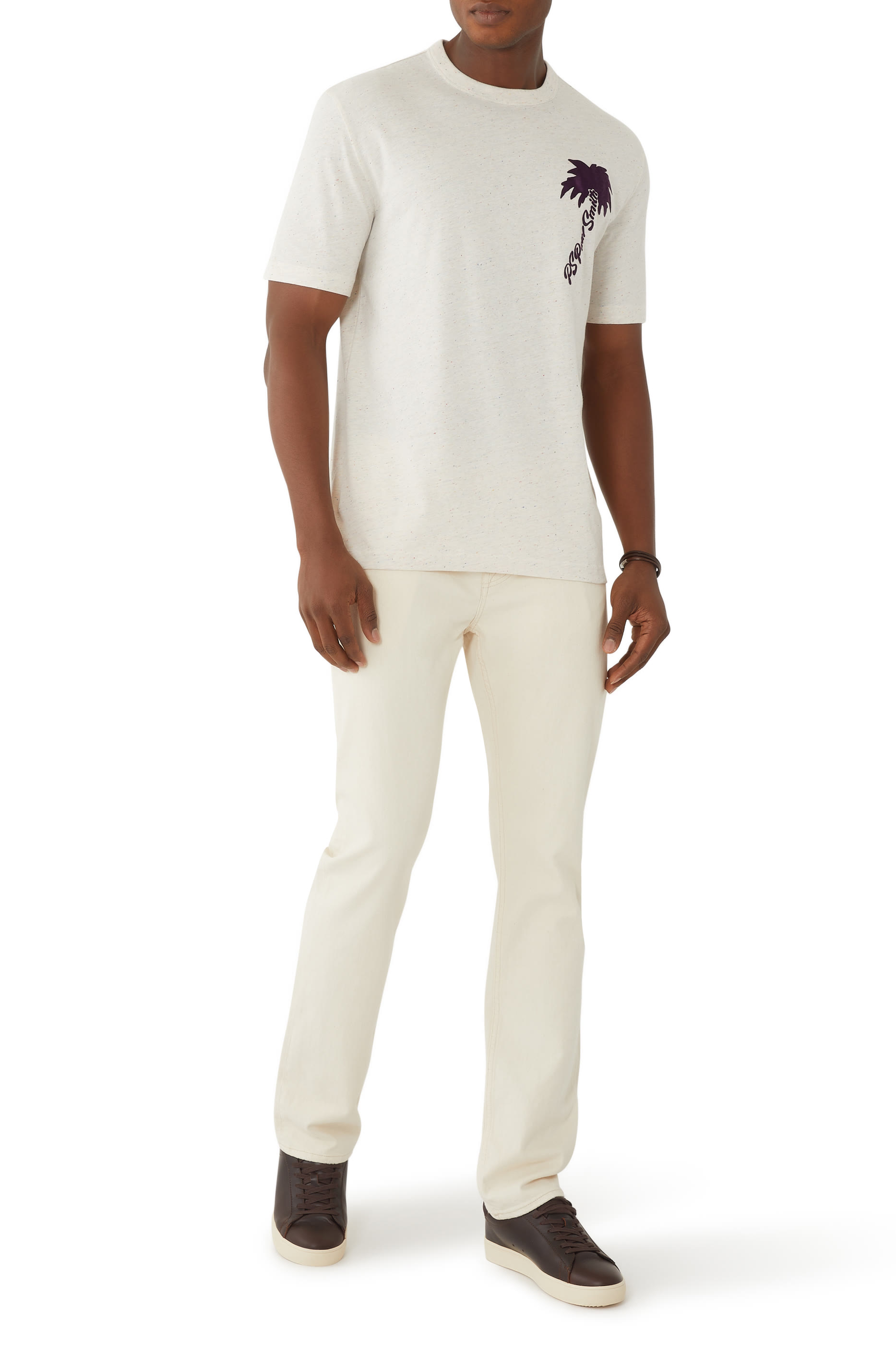 تيشيرت من مزيج قطن بطبعة شجرة نخيل