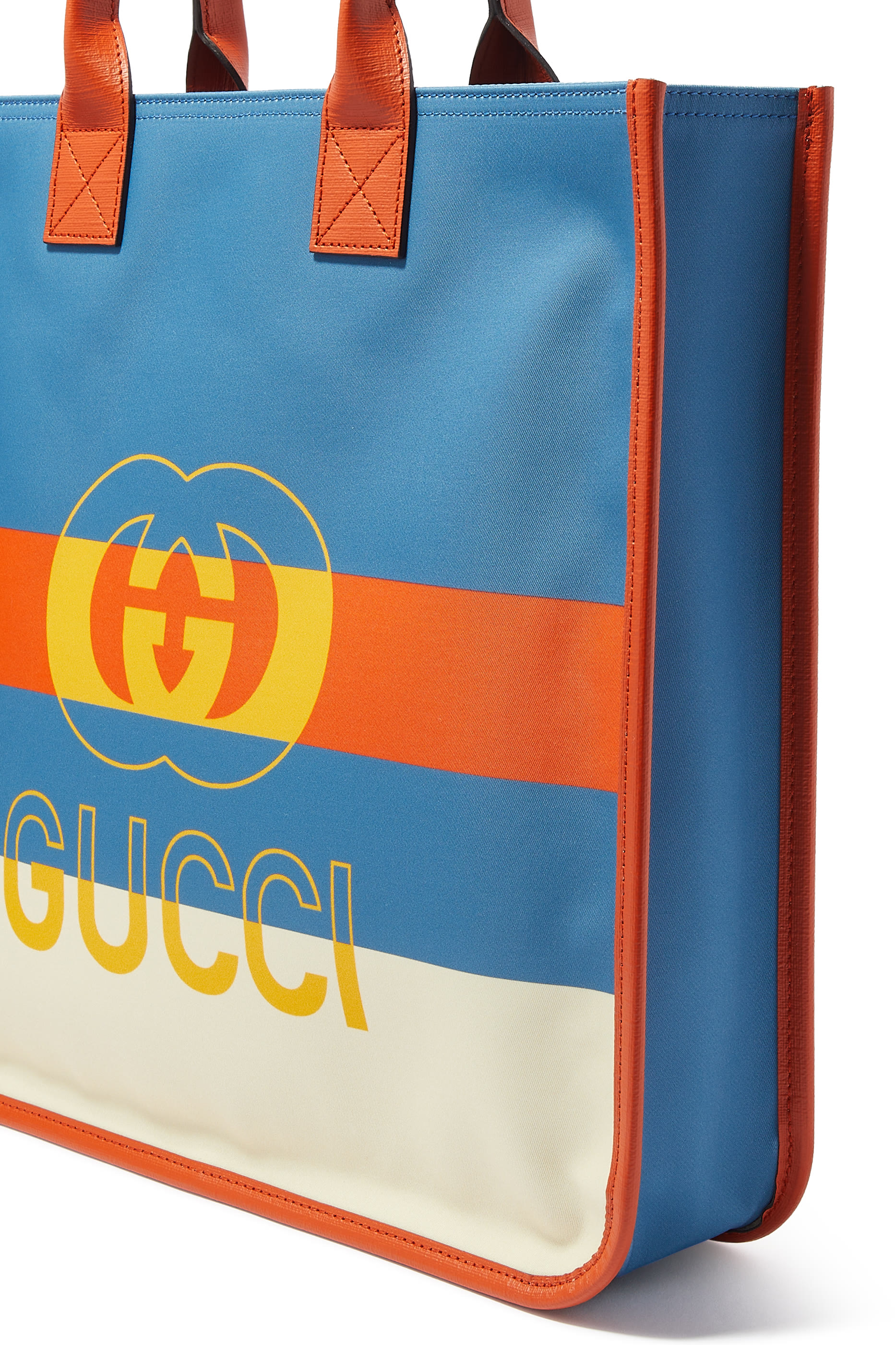 حقيبة يد للأطفال بشريط ويب ونقشة حرفي شعار الماركة بتصميم متداخل