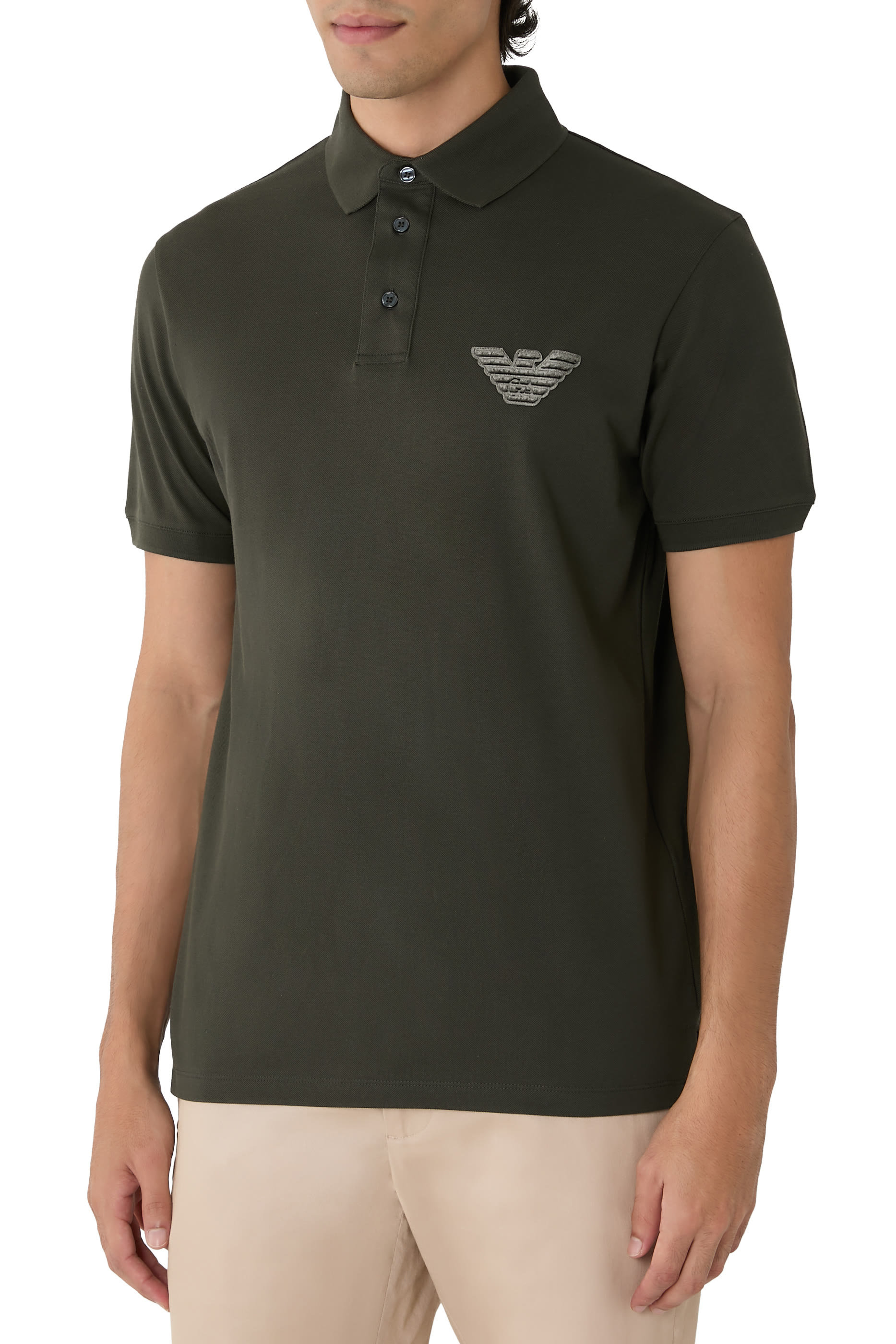 Eagle Patch Piqué Jersey Polo Shirt