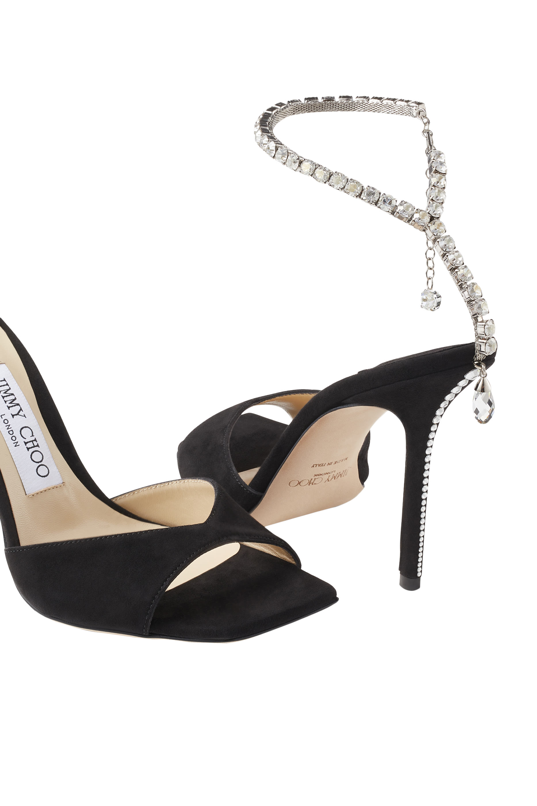 صندل سيدا بكعب عالي مقاس 100 مم وكريستالات