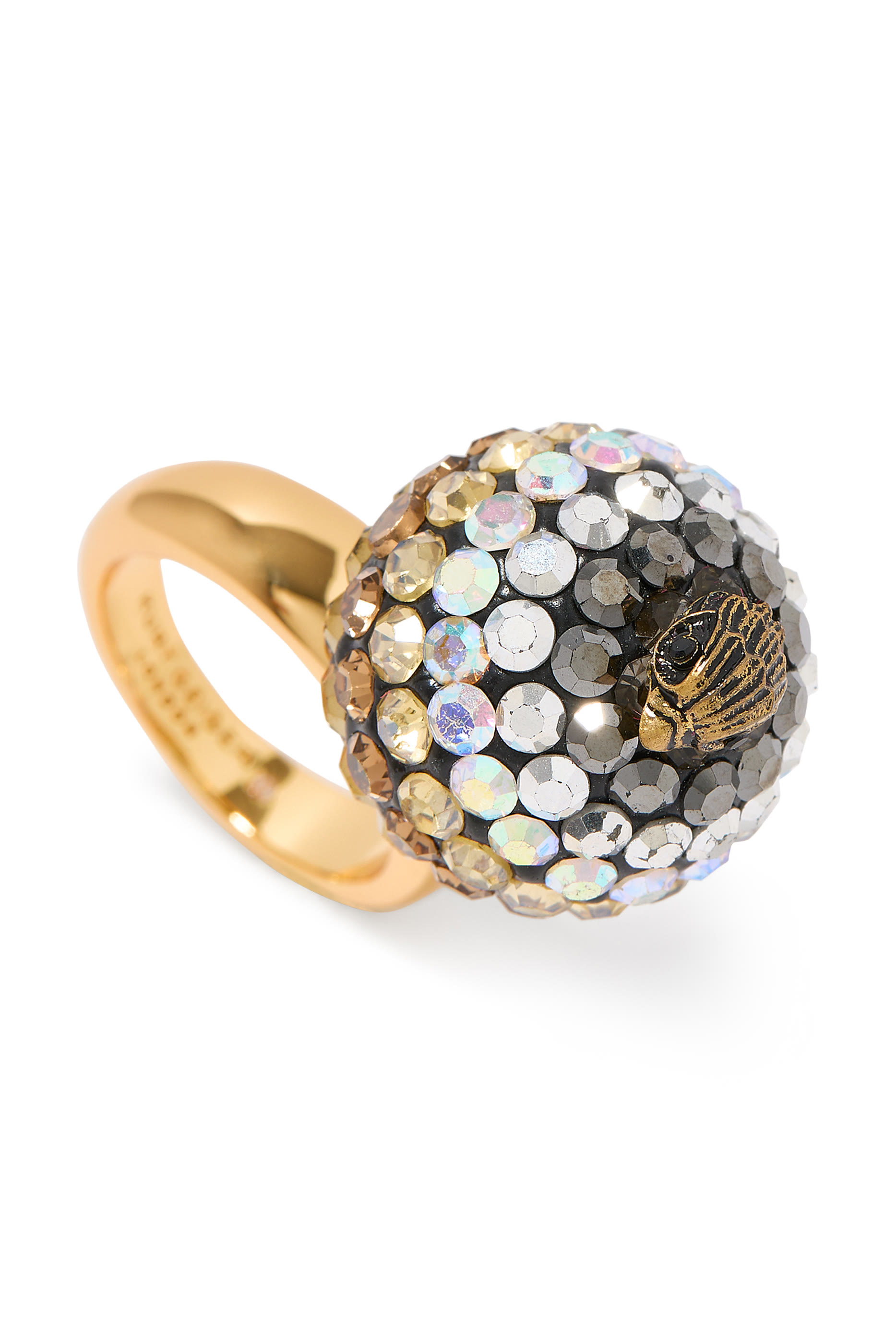 Pave Bubble Ring, Brass & Crystal Stones