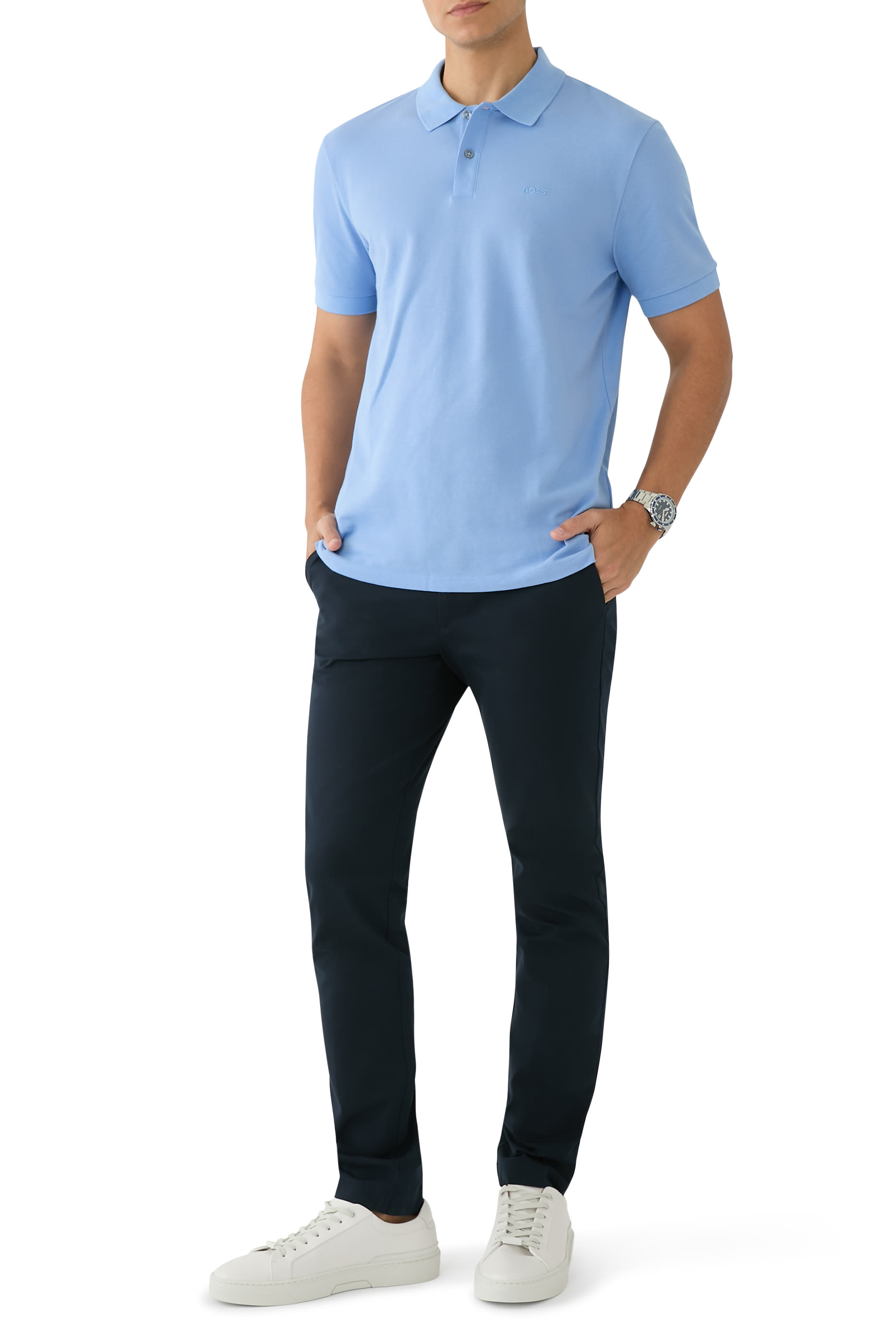 قميص بولو بالاس بتطريز شعار الماركة قطن