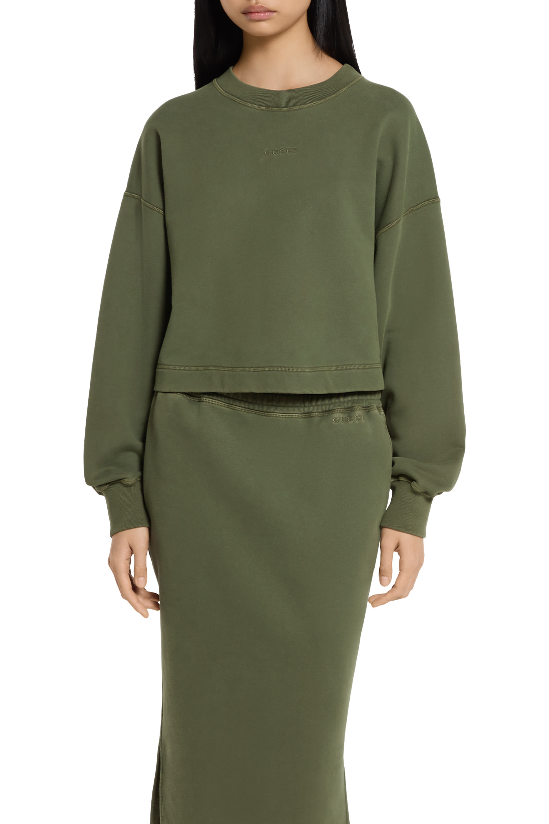 سويت شيرت مطرز بشعار الماركة قطن جيرسيه