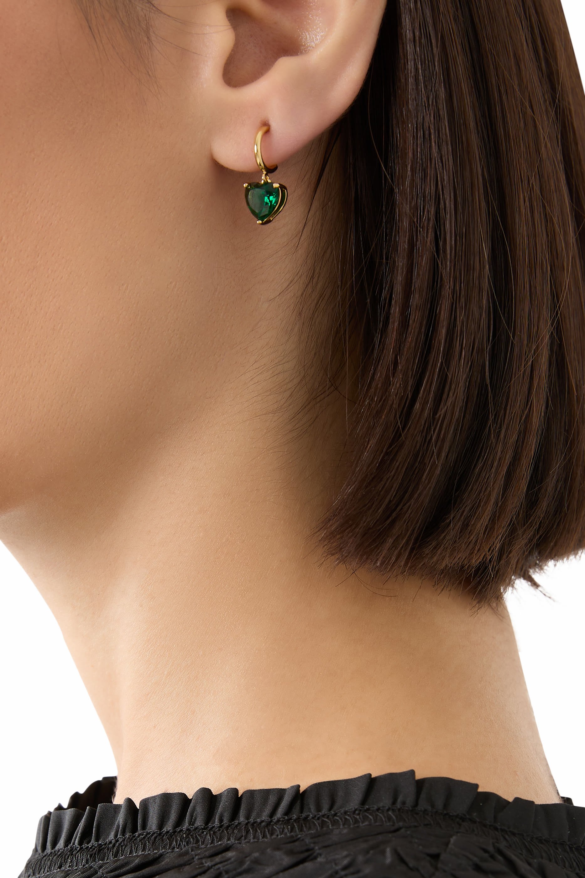 أقراط ماي لوف بتصميم قلب مرصعة بأحجار زركونيا مكعبة معدن مطلي